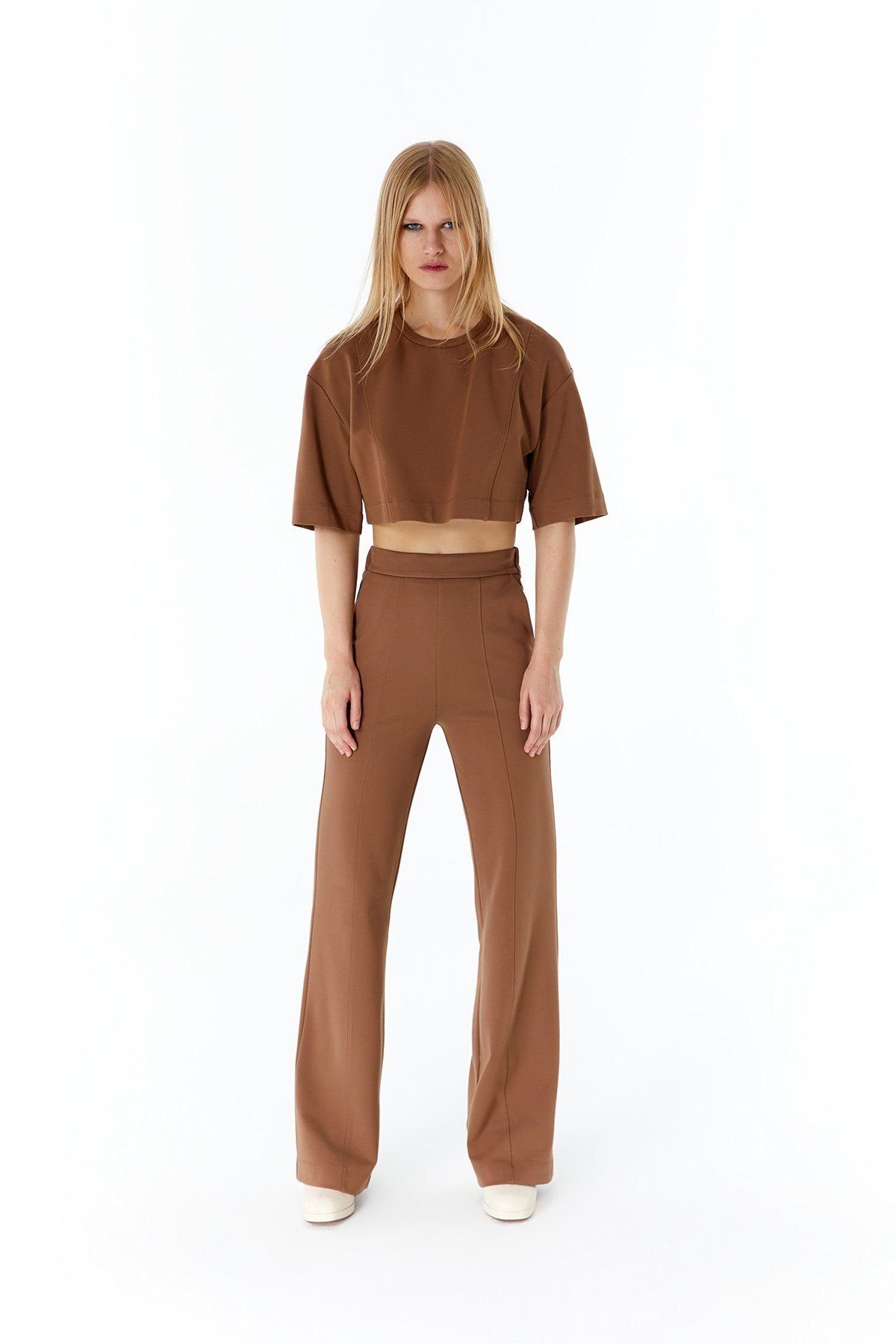 Rue Studio-Tricou Camel Basic Crop 2