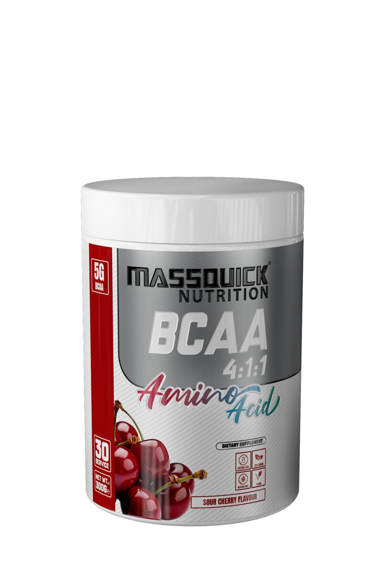 massquick BCAA Amino Asit 4:1:1 300G 30 Servis Vişne Aromalı