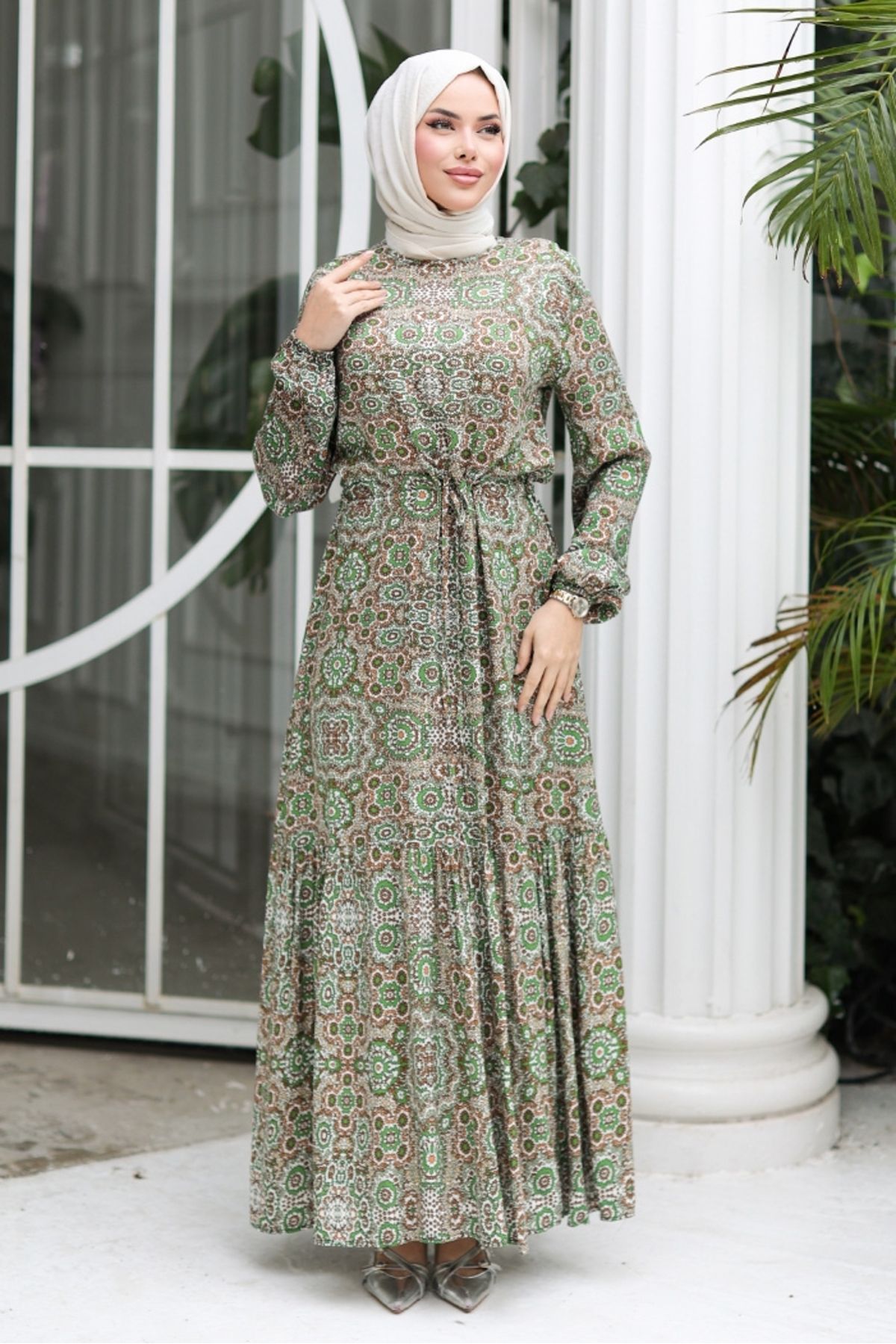 Bestenur-Yeral Woven Viscose Dress 1326 - Green 5