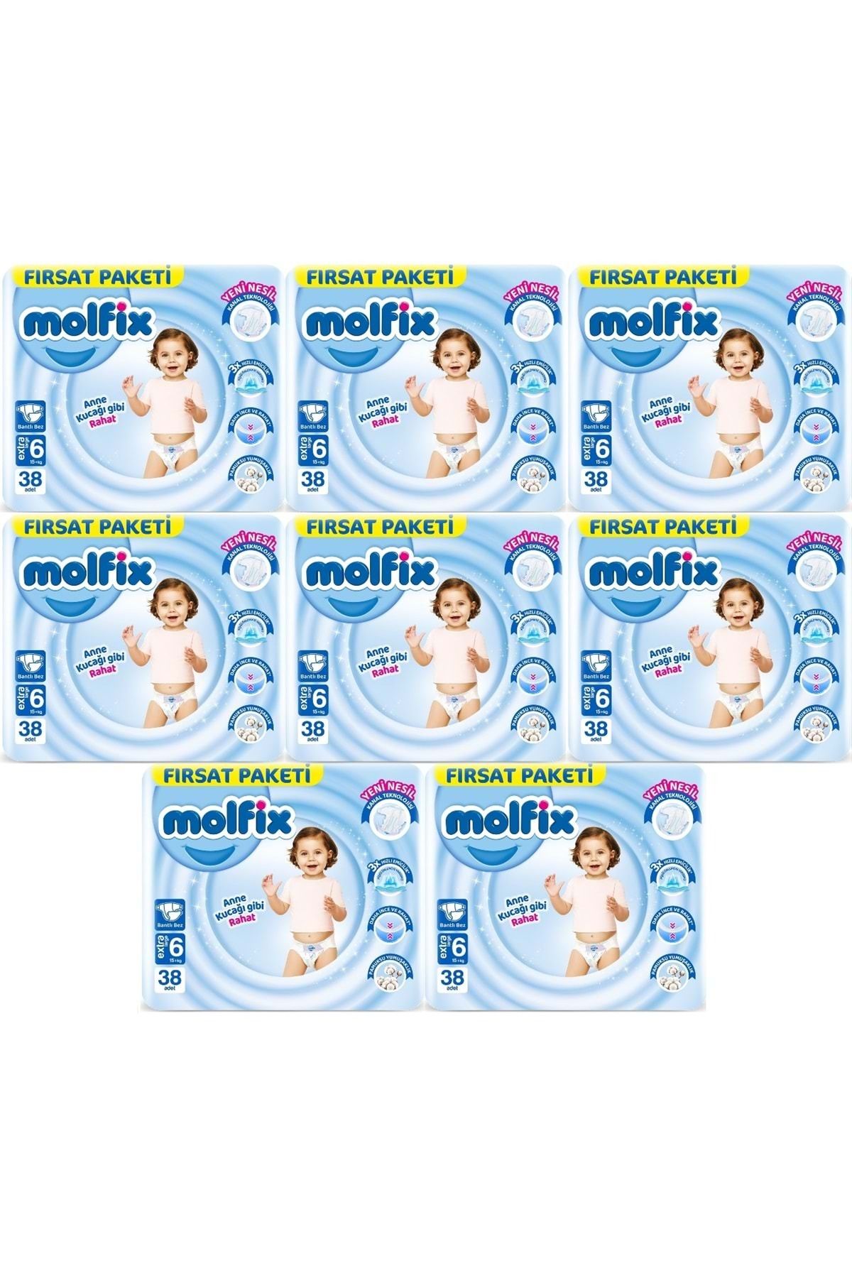 Molfix Bebek Bezi Beden:6 (15+KG) Extra Large 304 Adet Dev Ekonomik Fırsat Pk