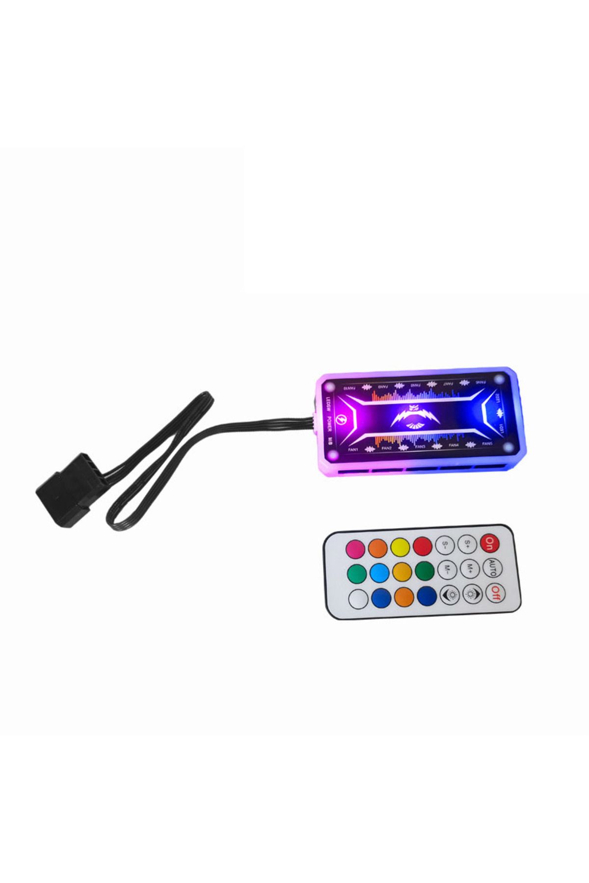 Ninth World-مجموعة وحدة تحكم RGB WHITE لهيكل الكمبيوتر ومروحة تبريد RGB LED 120 مم هادئة + جهاز تحكم عن بعد بالأشعة تحت الحمراء جديد 1