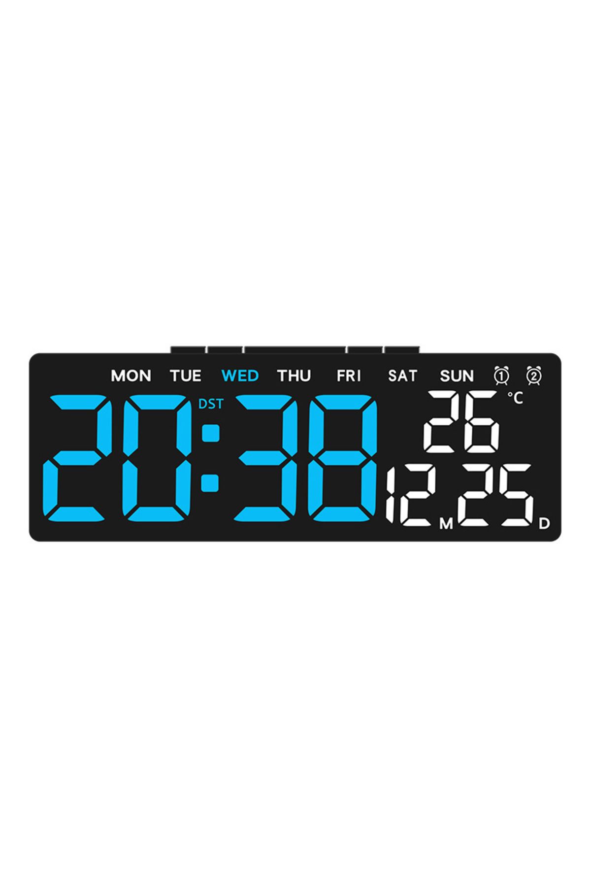 Choice-Black Shell Blue Digital Led Alarm Clock Temperature Date And Week Display Table Clock Night Mode Br 1