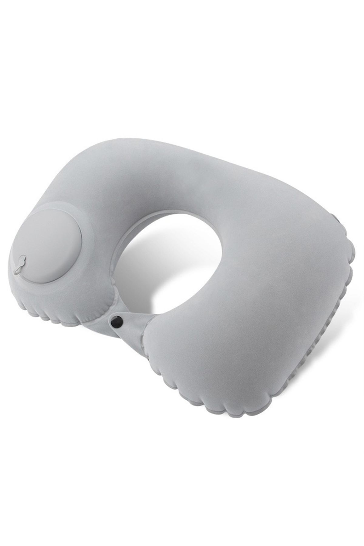 Choice-Grey Flocking Inflatable Portable Neck Pillow That Can Be Stored And Self Filled Suitable For Outdoo 1