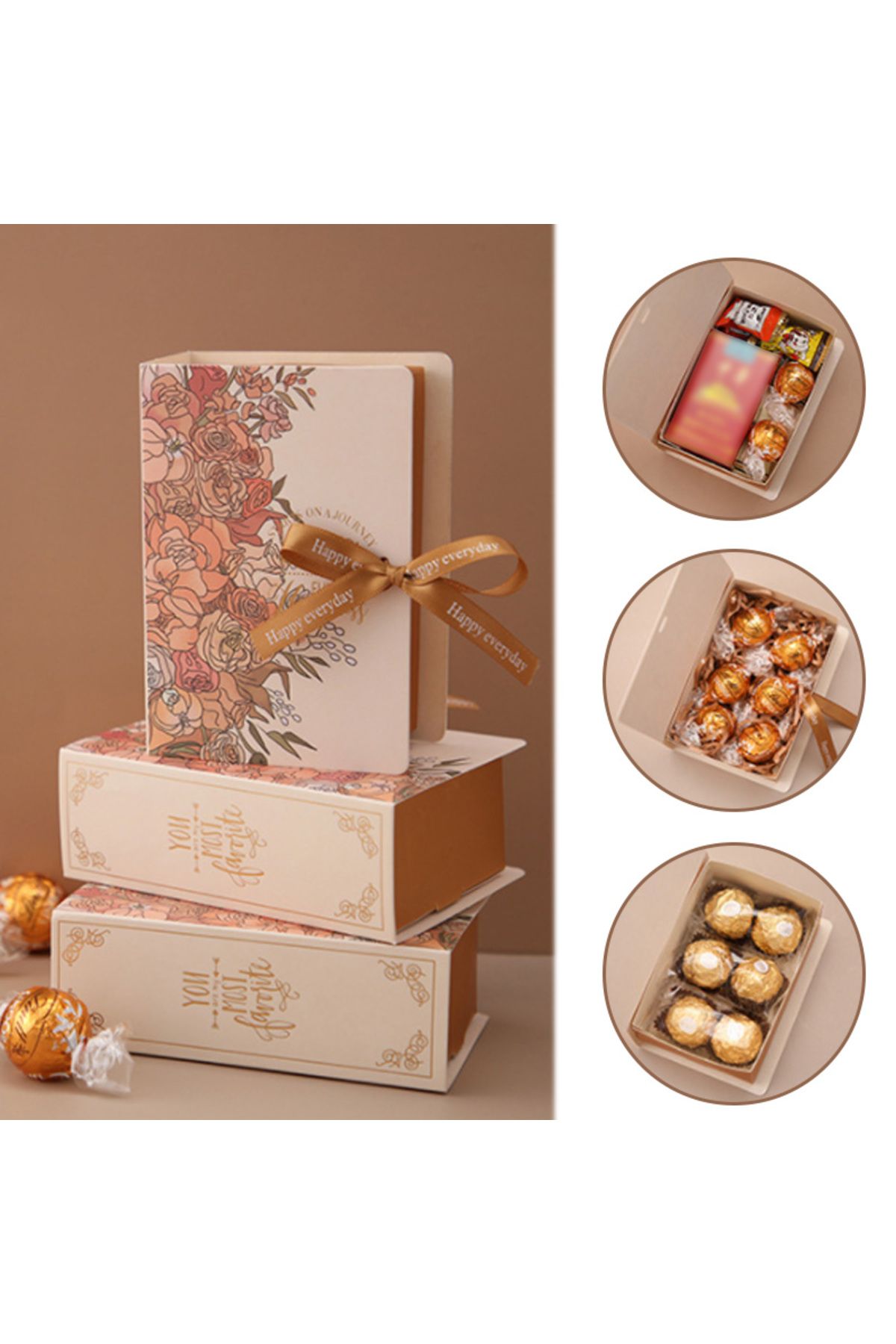 Choice-13x4.5x9 سم 5 قطع على شكل كتاب مع شريط من الورق المقوى علبة تغليف هدايا الشوكولاتة والحلوى لحفل الزفاف 2
