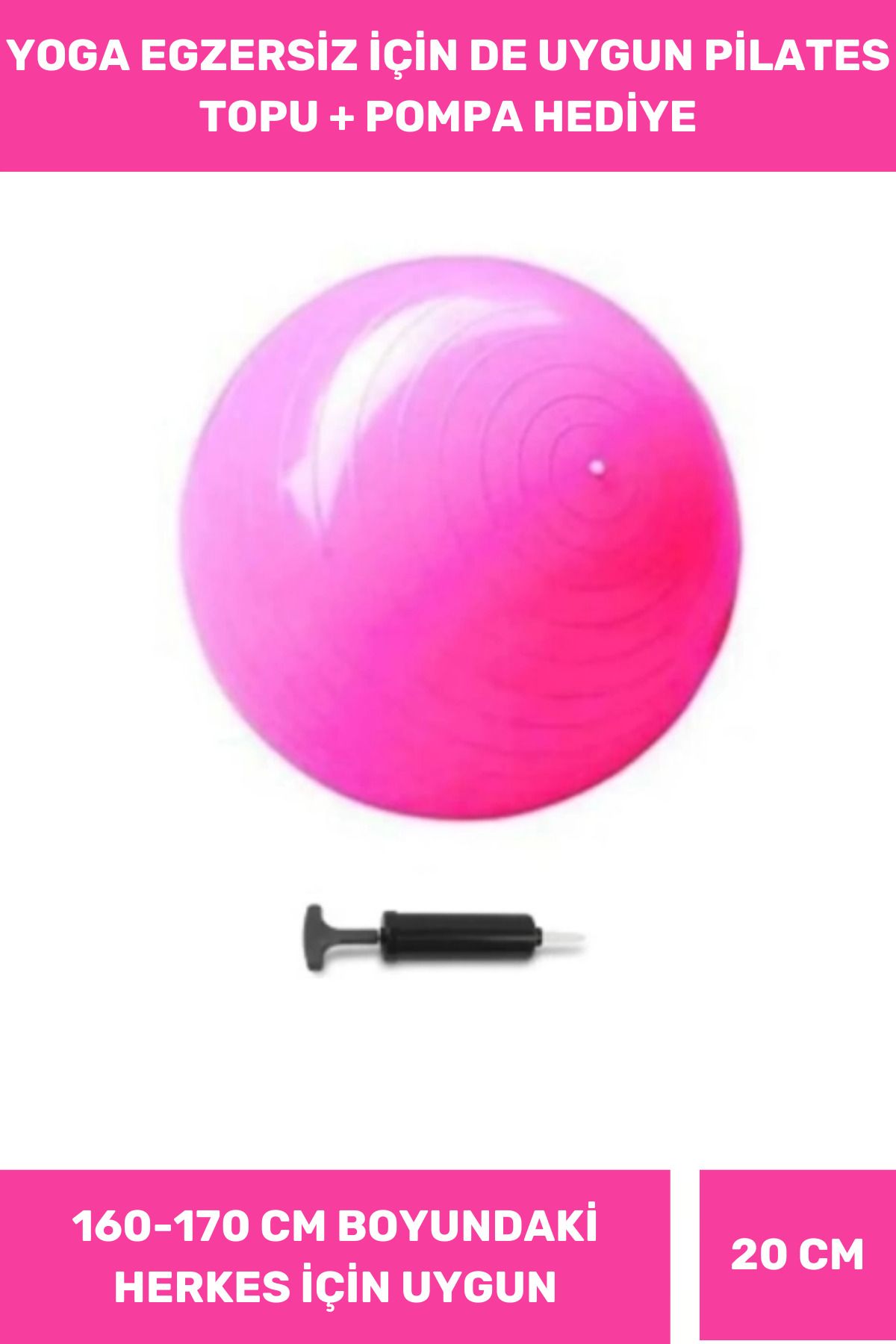 Thriftbuds Profesyonel Seri Mini Gymball Dayanıklı Yüksek Kalite 20cm Pembe Şişirme Pompa Hediyeli Pilates Topu