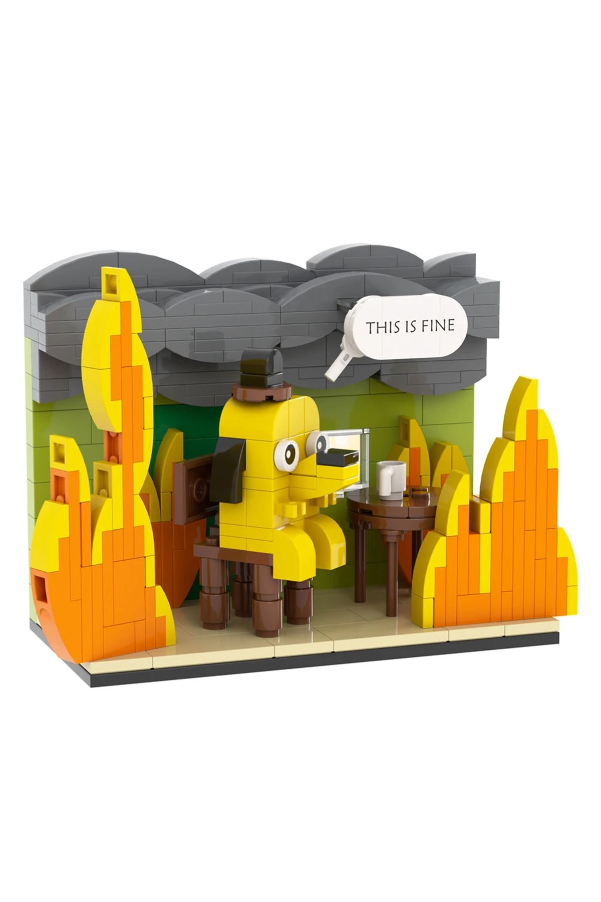Choice-Paper Instruction No Box 299pc Moc This Is Fine Dog Building Block Kit Cartoon Fire Meme Vignette Ho 8