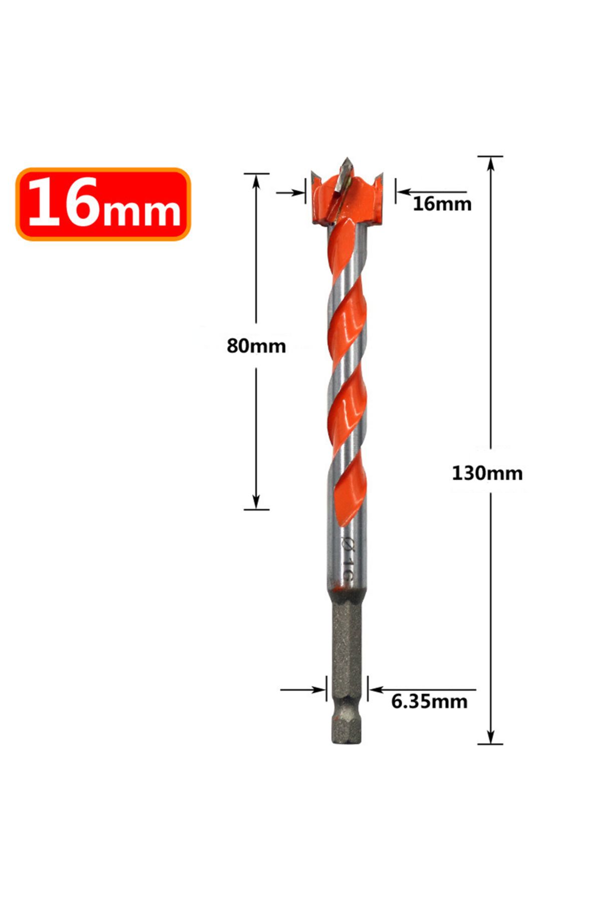 Choice-25mm 130mm 1pc Extended Woodworking Hole Opener Alloy Thread Drill Bit With Hexagonal Handle Door Lo 2