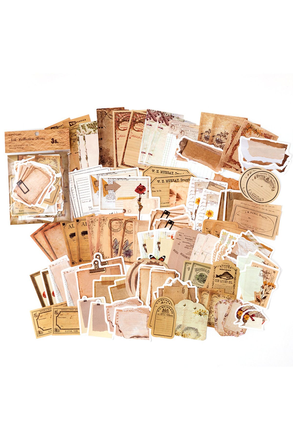 Choice-D 100pcs/package Vintage Ivory White Note Material Bag Handbag Material Decorative Backing Paper Sc. 1