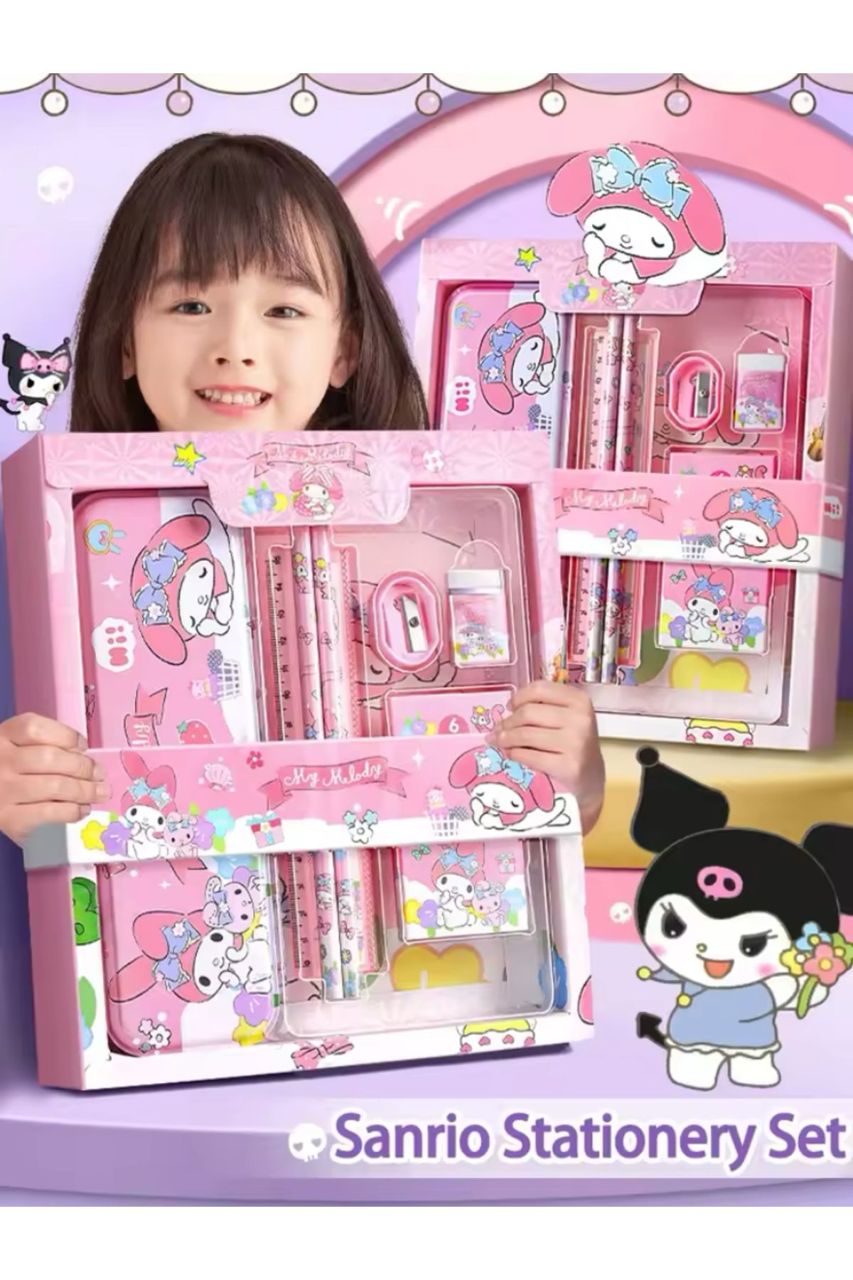 synshop Kuromi Cinnamoroll My Melodi Melody Sanrio Kawaii Kırtasiye Seti Doğum Günü Özel Gün Karne Hediye