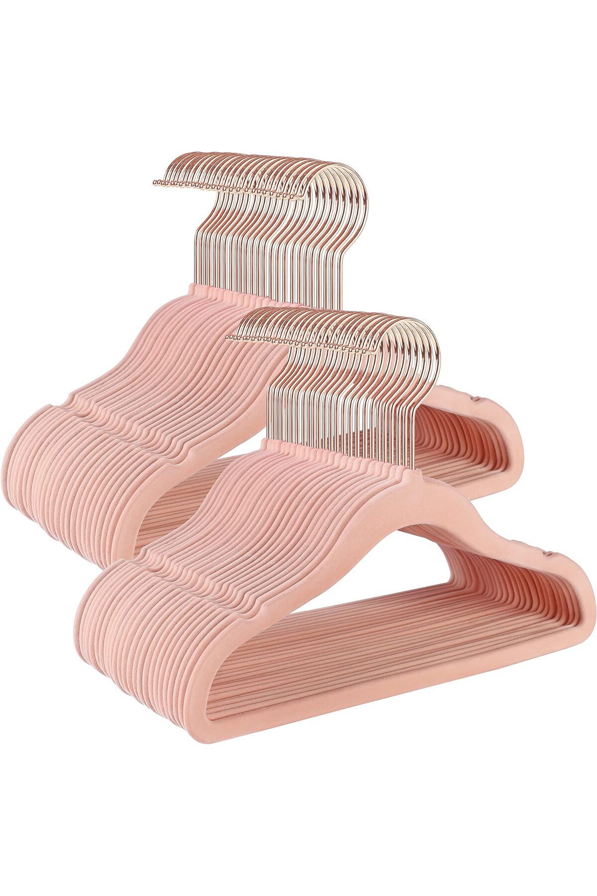 STOREMAX nffashopm Çocuk Elbise Askısı, 50'li Set, Pembe Altın Kancalı, Kaymaz, Yer Tasarruflu, Elbise D