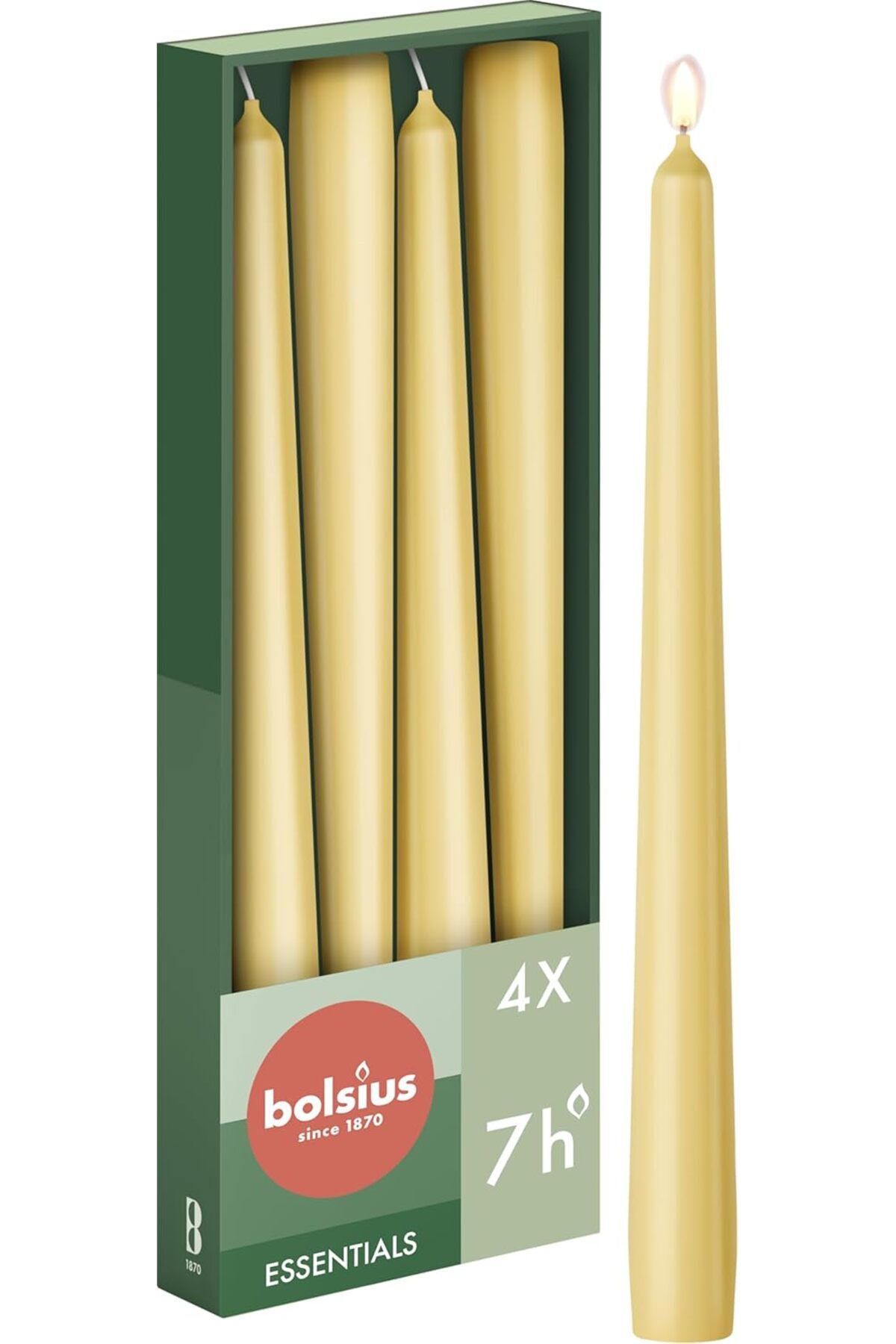 STOREMAX mrttnca Bej Konik Mumlar 4 Paket - 24,5 cm - 7 Saat Yanan Damlamayan Mumlar - Akşam Yemeği, Parti,