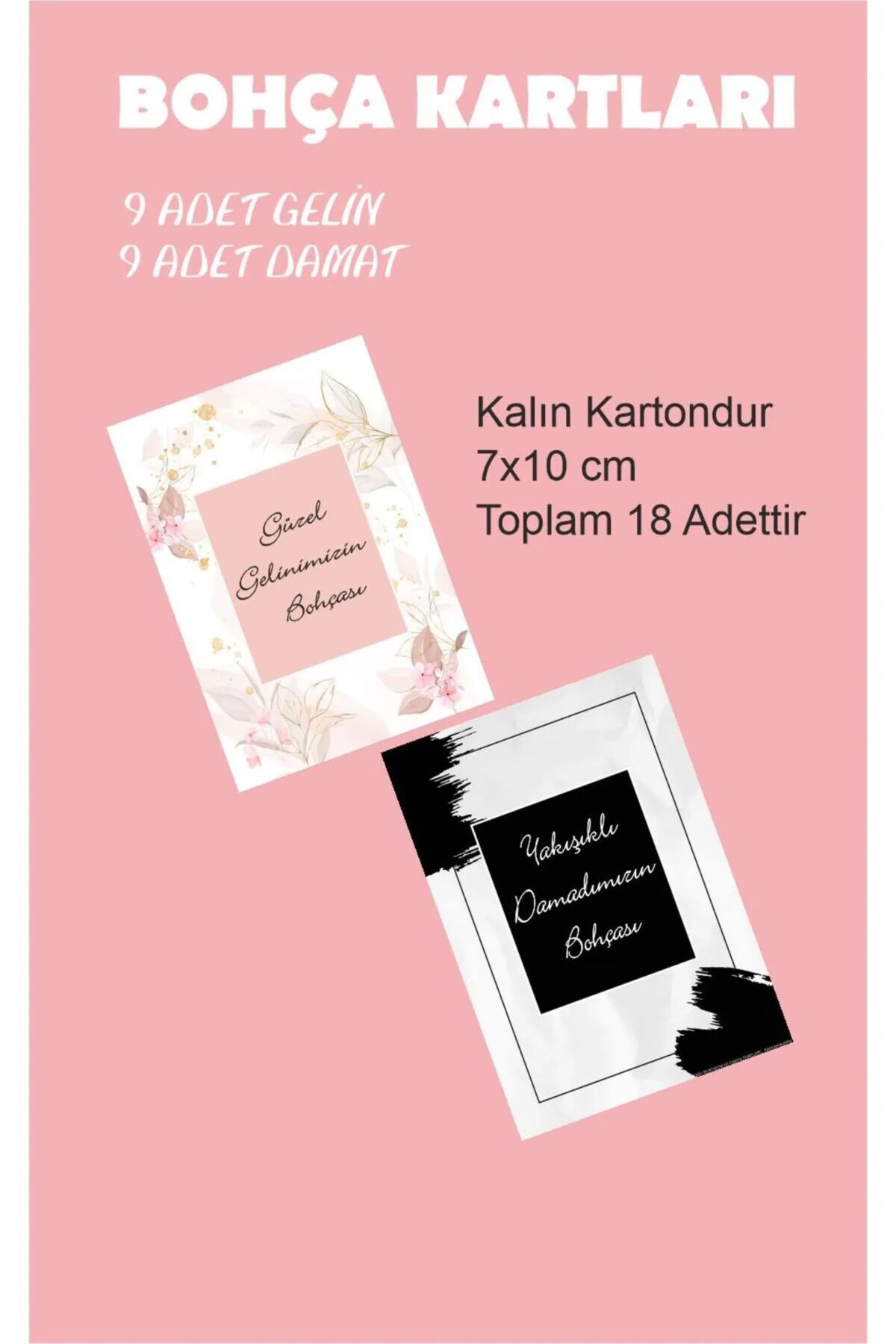 Hsn Gelin Damat Bohçası Kartları,  7x10 cm Gelin Çeyiz Bohça Kartı 9 Gelin 9 Damat