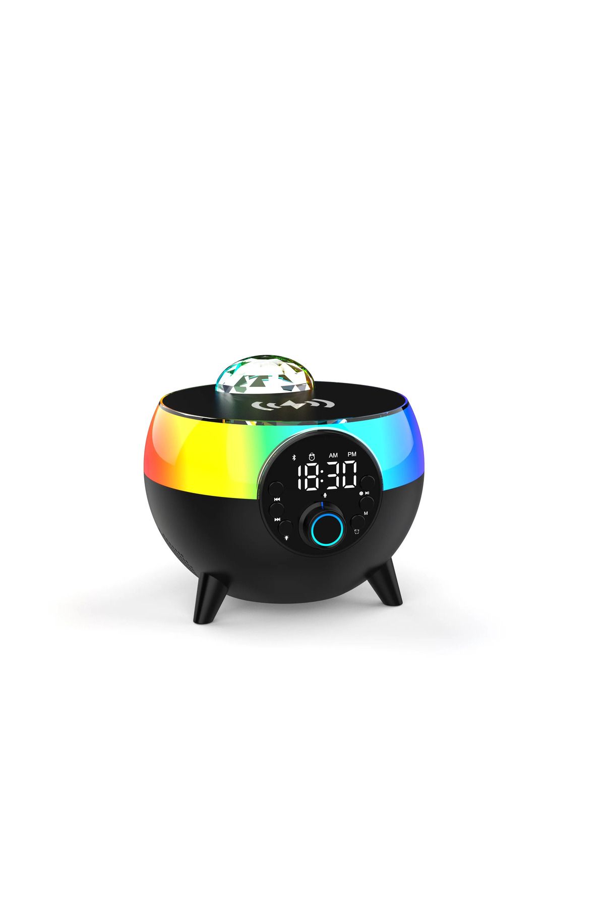 Qifit Karanlık Odayı Rgb Şölene Çevir Çalar Saatli Bluetooth Hoparlörlü 15w Fast Şarj Standı