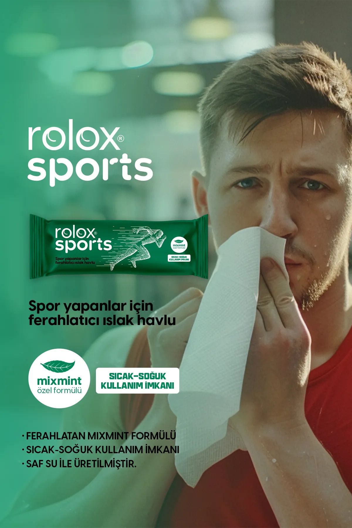 Rolox Sports - 100 Paket – Spor Yapanlar Için Ferahlatıcı Islak Havlu