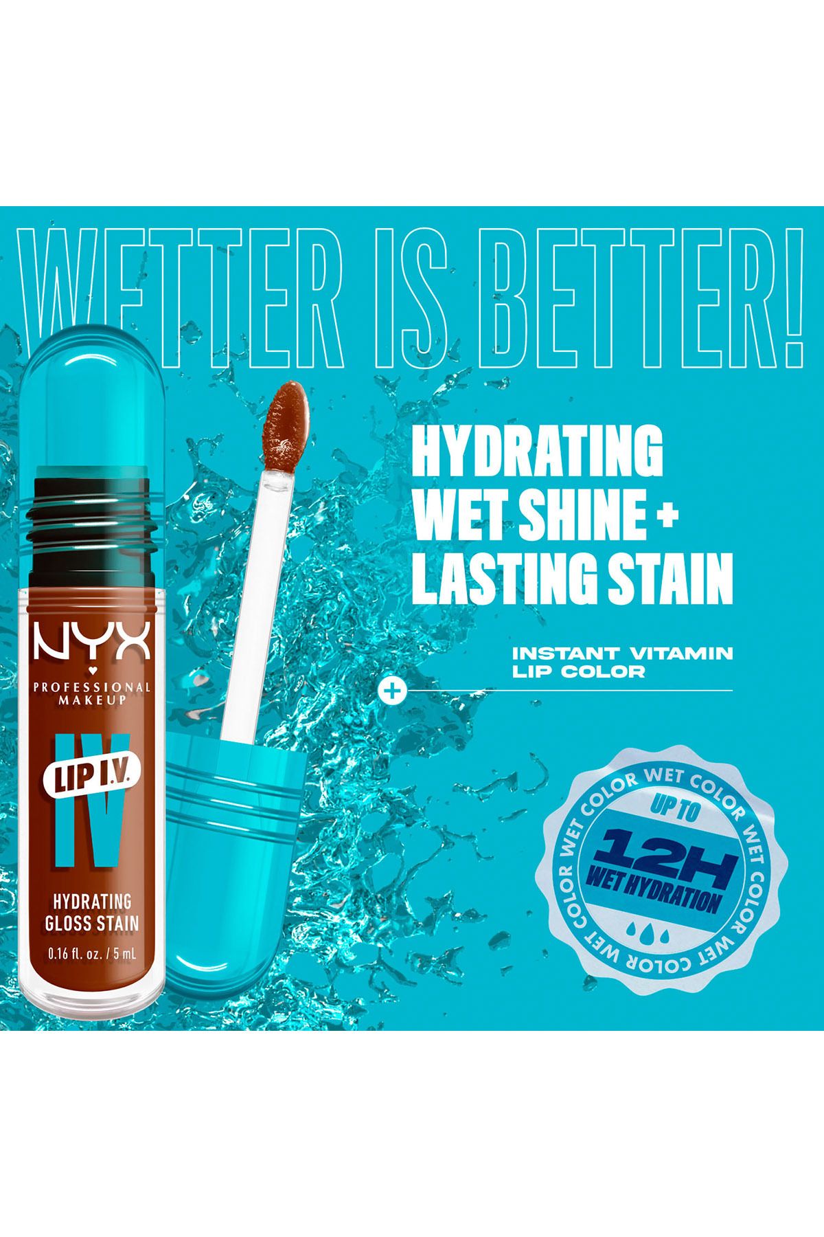 NYX Professional Makeup-Lip IV Hydrating Gloss Stain, Lip Gloss, Up to 12HR Hydration,Cocoa Quench! 5