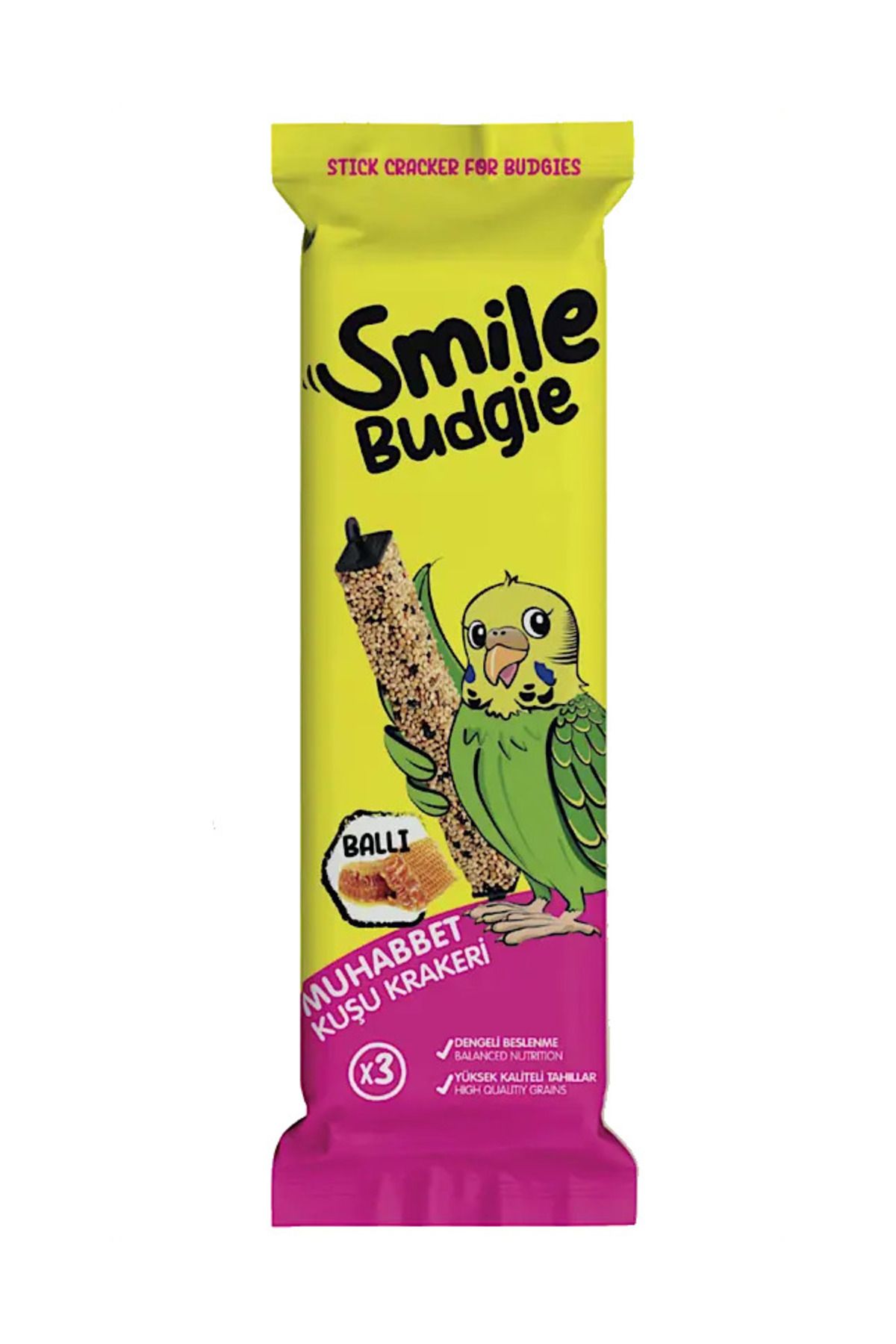 SMILE muhabbet kuşu yemi kraker 3'lü ballı