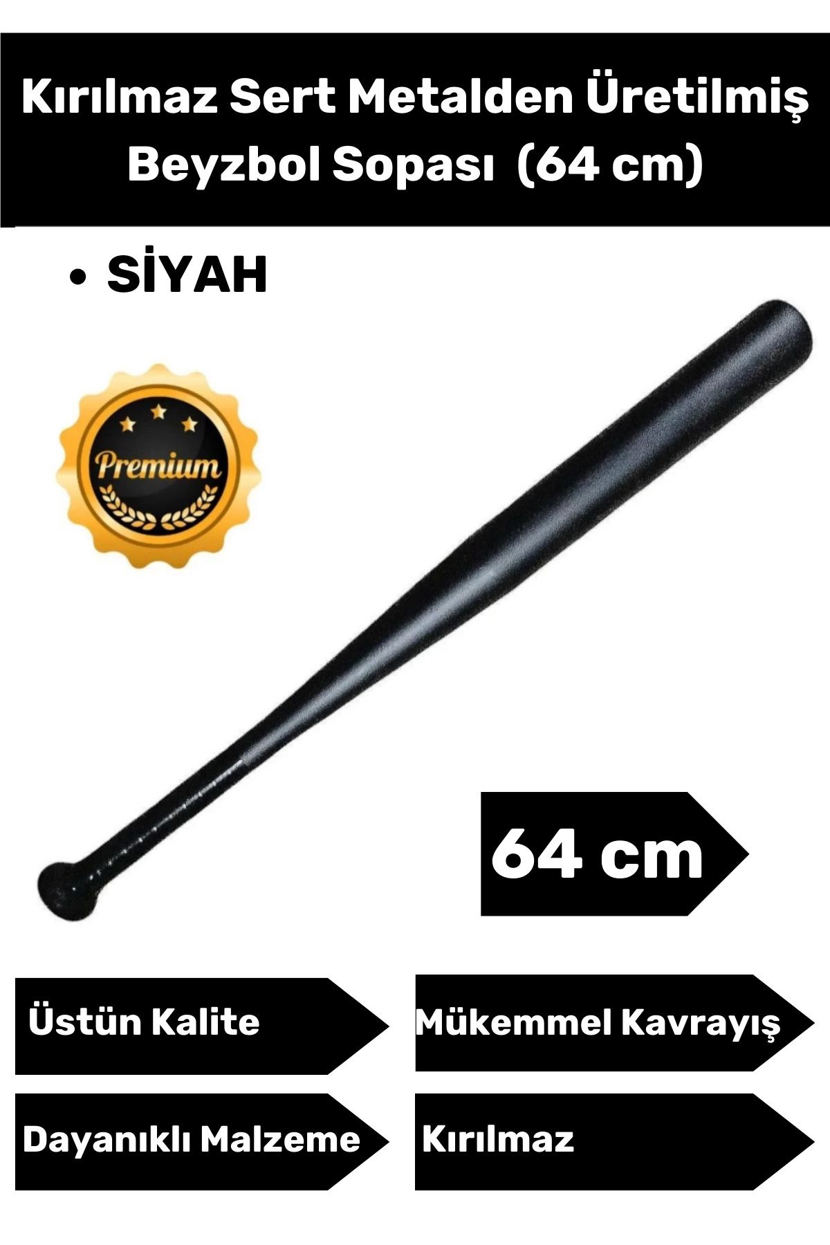 Genel Markalar Premium Özel Seri Kırılmaz Dayanıklı Kaliteli Metal Baseboll Beyzbol Sopası 64 Cm