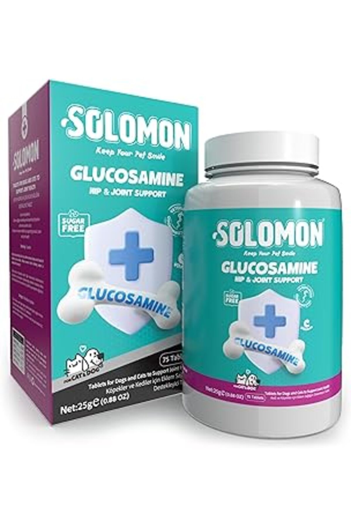 ZUHUDİ Glucosamine Tablet (Kedi Ve Köpekler Için Eklem Ve Kas Destekleyici Glukozamin Takviye Gıda 75 Tabl