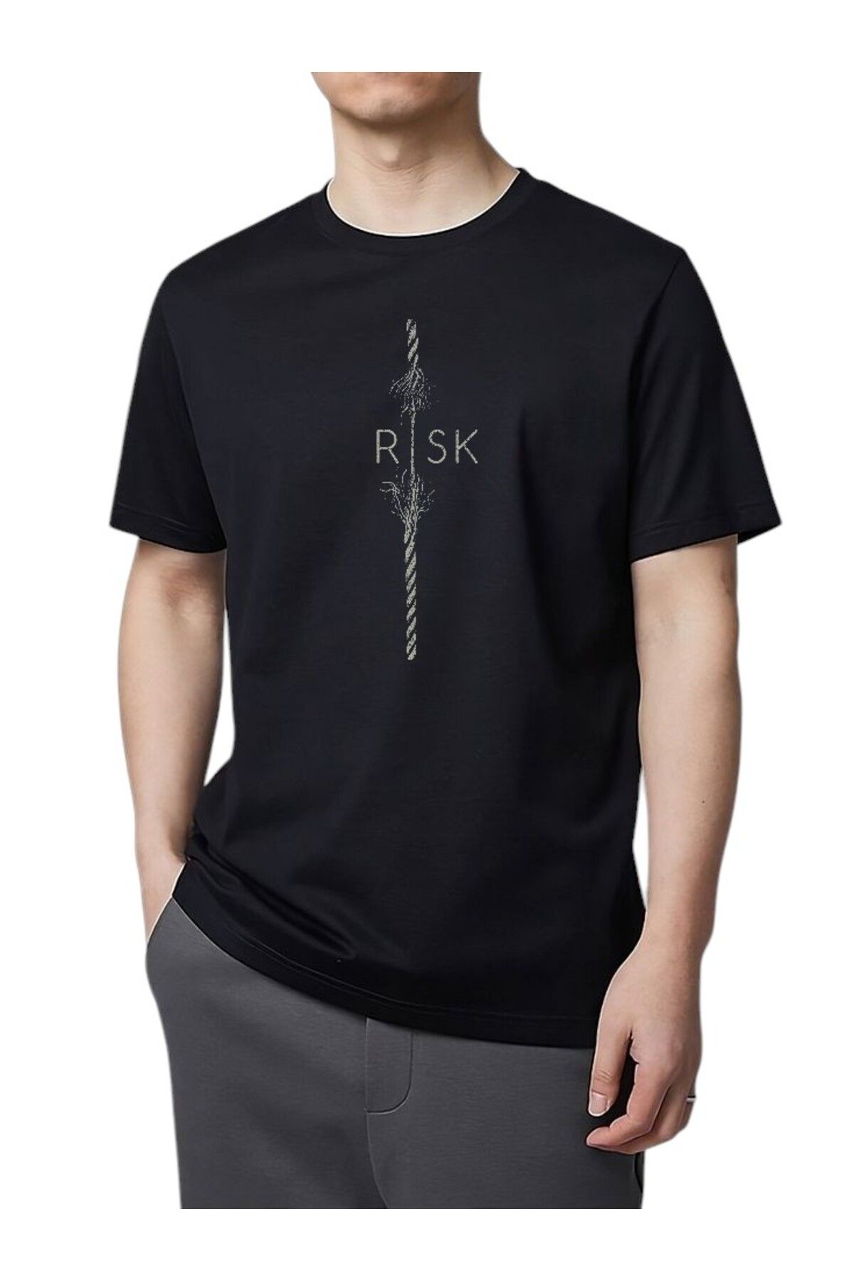 BLACKUMAY Risk İp Baskılı Oversize Beyaz T-shirt