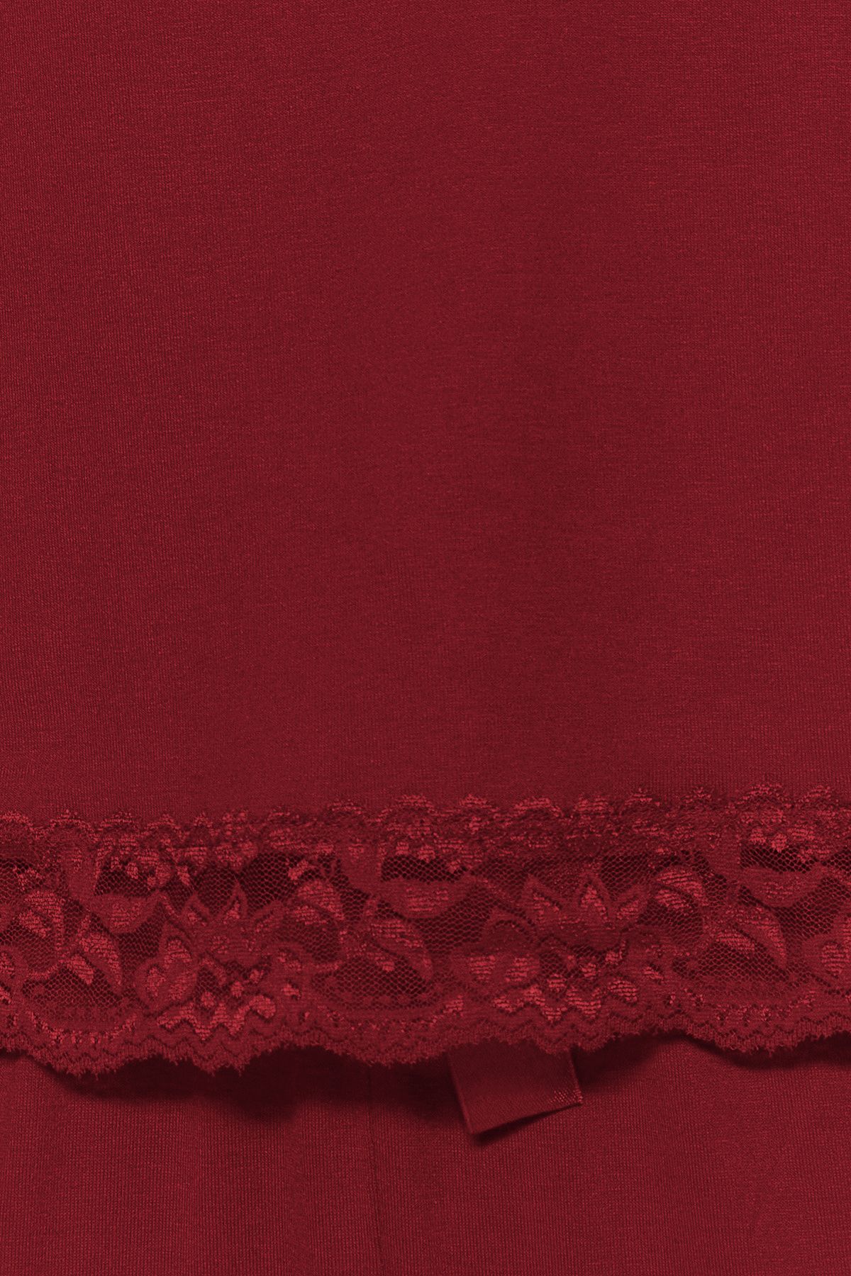 Trendyol Collection-Set pijamale tricotate din viscoză - cu dantelă roșie claret și detaliu panglică, curea de frânghie THMSS20PT0134 5