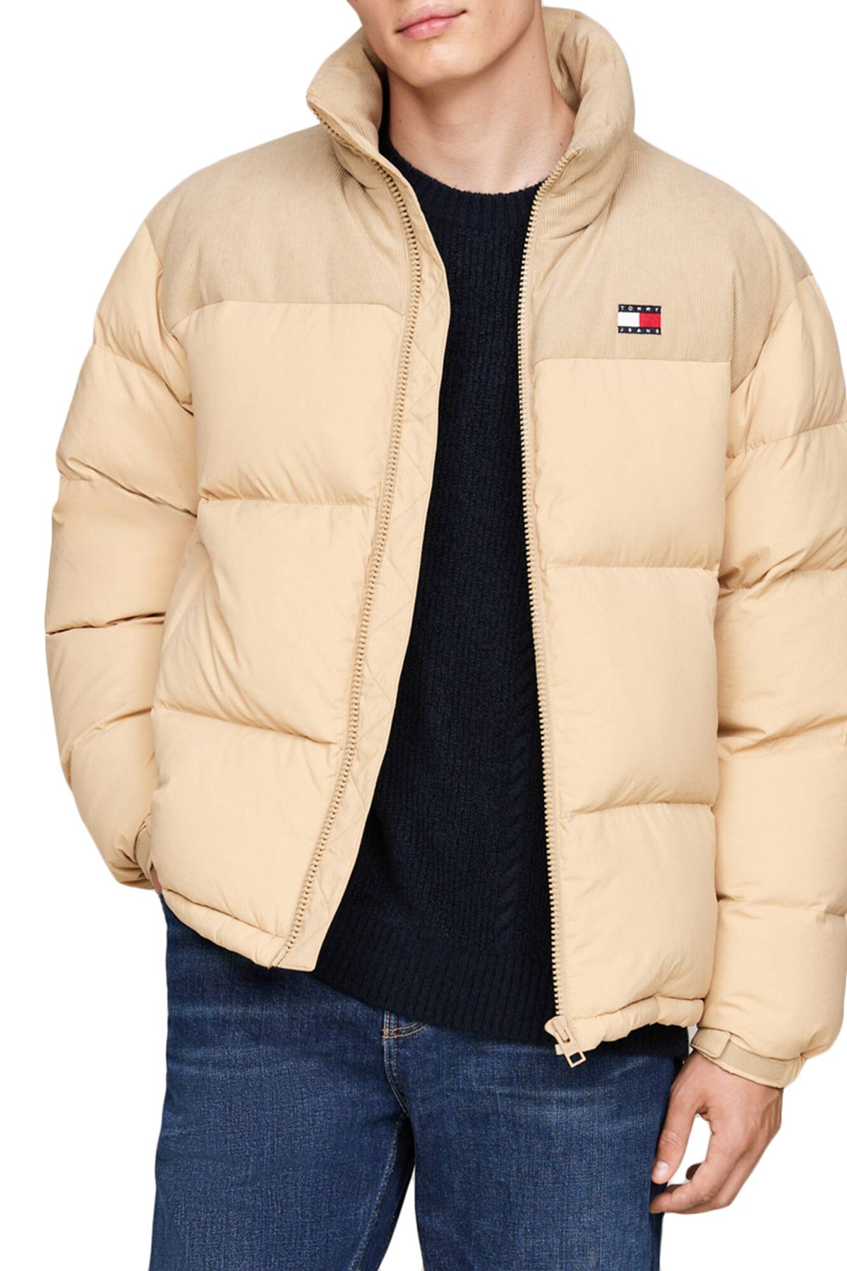 Tommy Jeans Kurtka Puchowa, Męska, Kieszenie, Długie Rękawy, Jednolity Kolor, Z Logo, Zapięcie Na Suwak - M