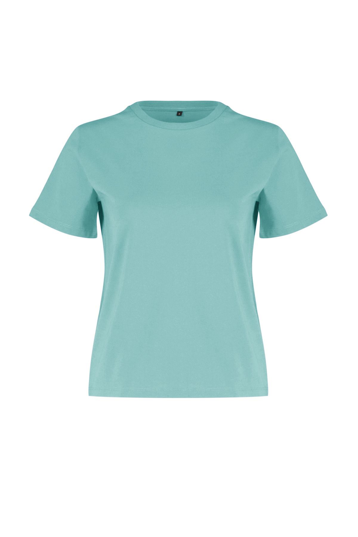 Trendyol Collection-Πλεκτό T-Shirt Basic Turquoise Crew Neck - 100% βαμβάκι TWOSS23TS00000 6