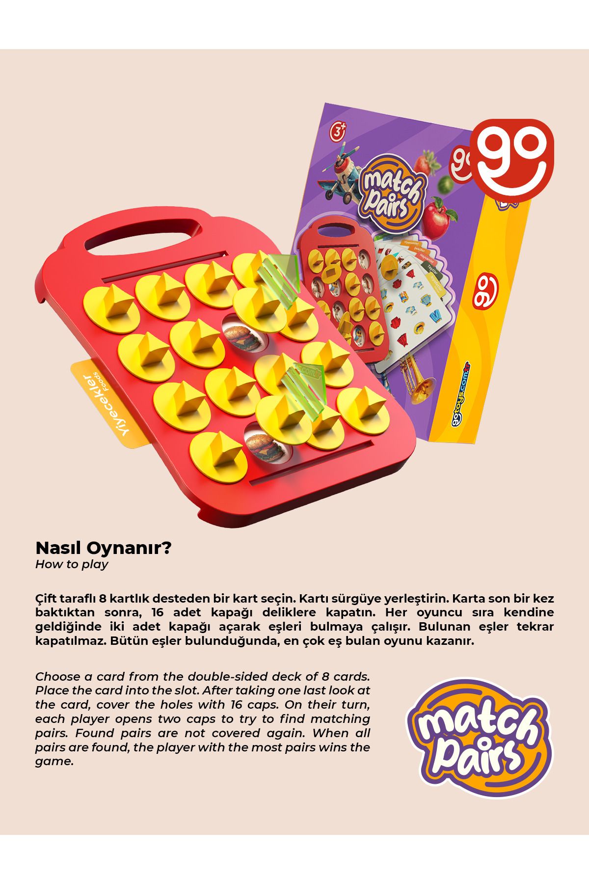 Go Toys-Educational Memory Matching Game - Match Pairs 3