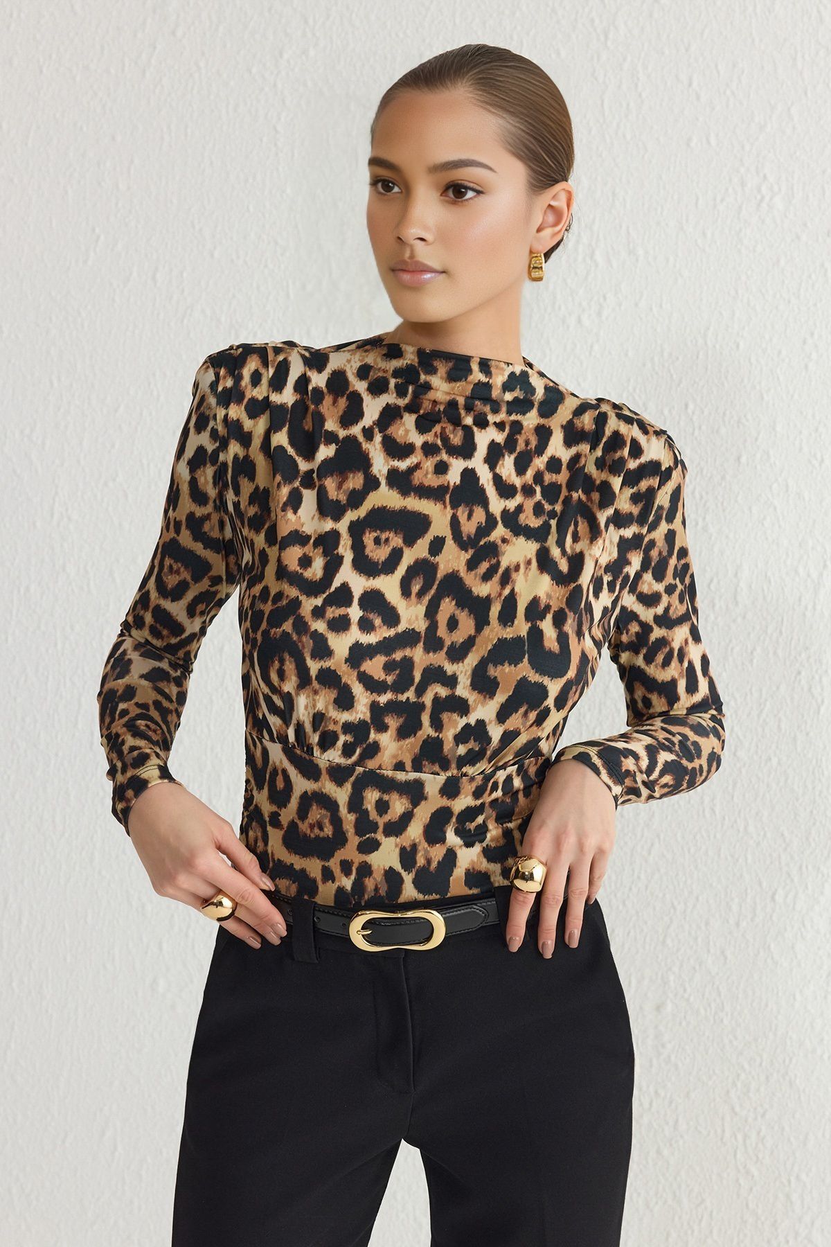 Trendyol Collection Brązowy Dzianinowy Body Z Kolorowym Drapowaniem - Tpraw23bd00048 Kobieta - 36