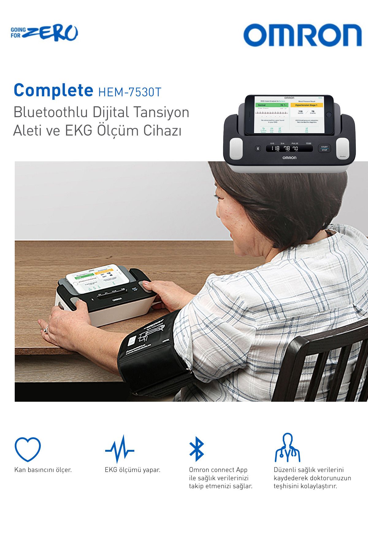 Omron-Ecg Smart Sphygmomanometer - Tracking and Scan of Hypertension Hem-7530T-E 3
