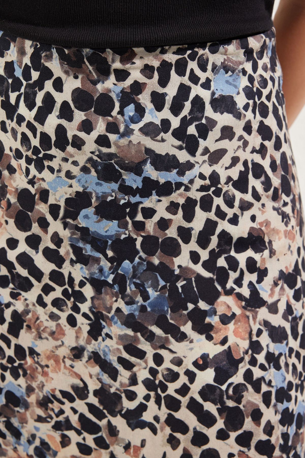 Trendyol Collection-Mink Abstract Animal Pattern Midi Long Length Viscose A-Form Woven Skirt Twoss23Et00295 4