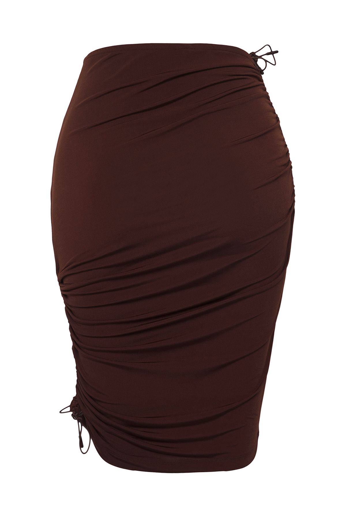 Trendyol Collection-Καφέ Μίνι Πλεκτή Μαζευμένη Φούστα Παραλίας TBESS25ET00001 8