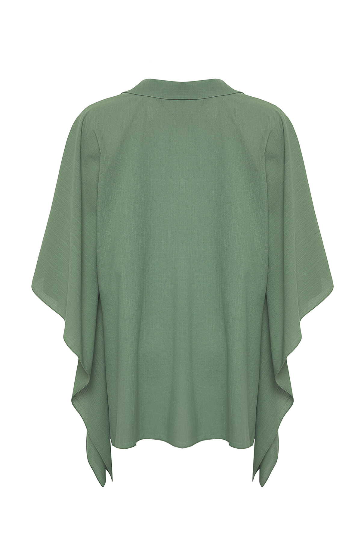 Trendyolmilla  Haki Dokuma Bağlama Detaylı Maxi Plaj Gömlek TBESS25GO00010 - Görsel 7