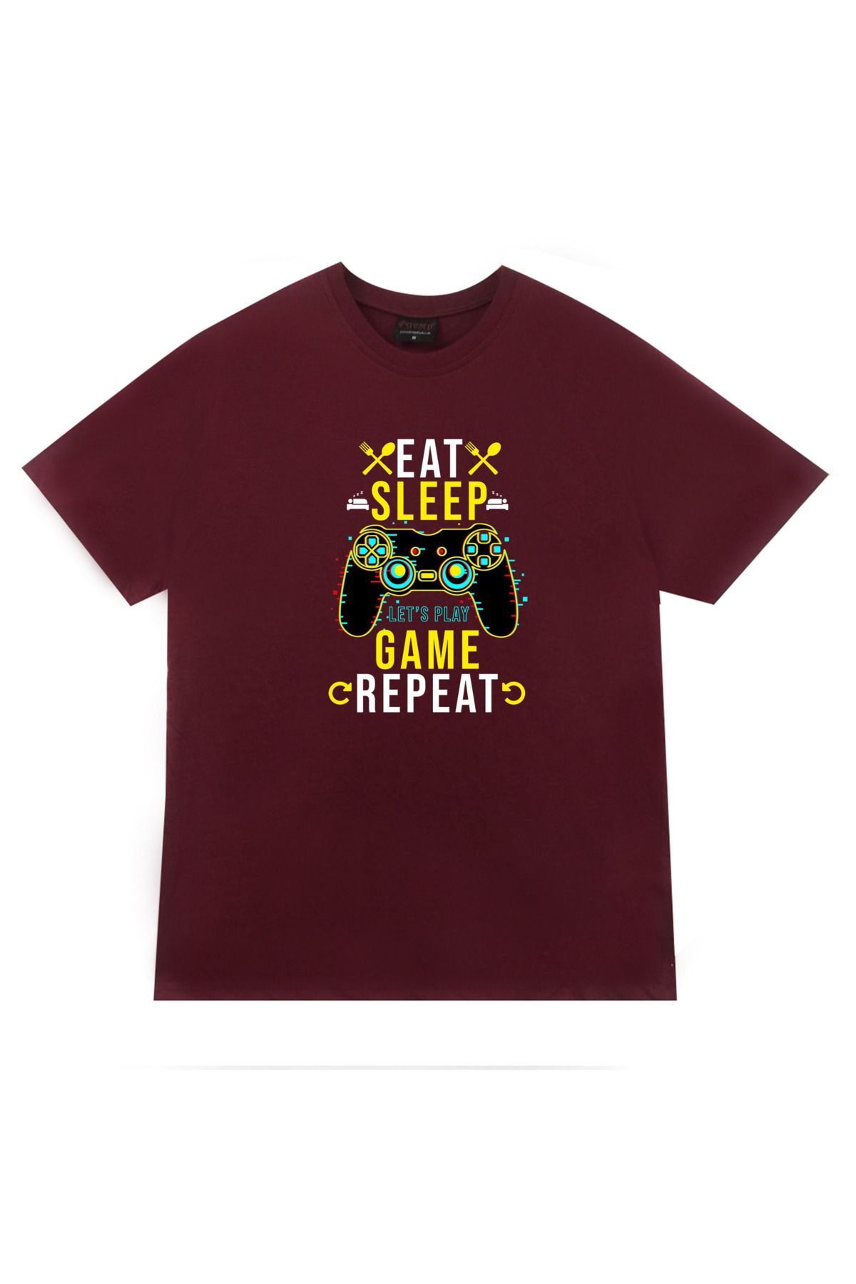 fame-stoned-Eat, Sleep, Game, Repeat Game Sleeve Printed Unisex 100% Cotton T-Shirt 1