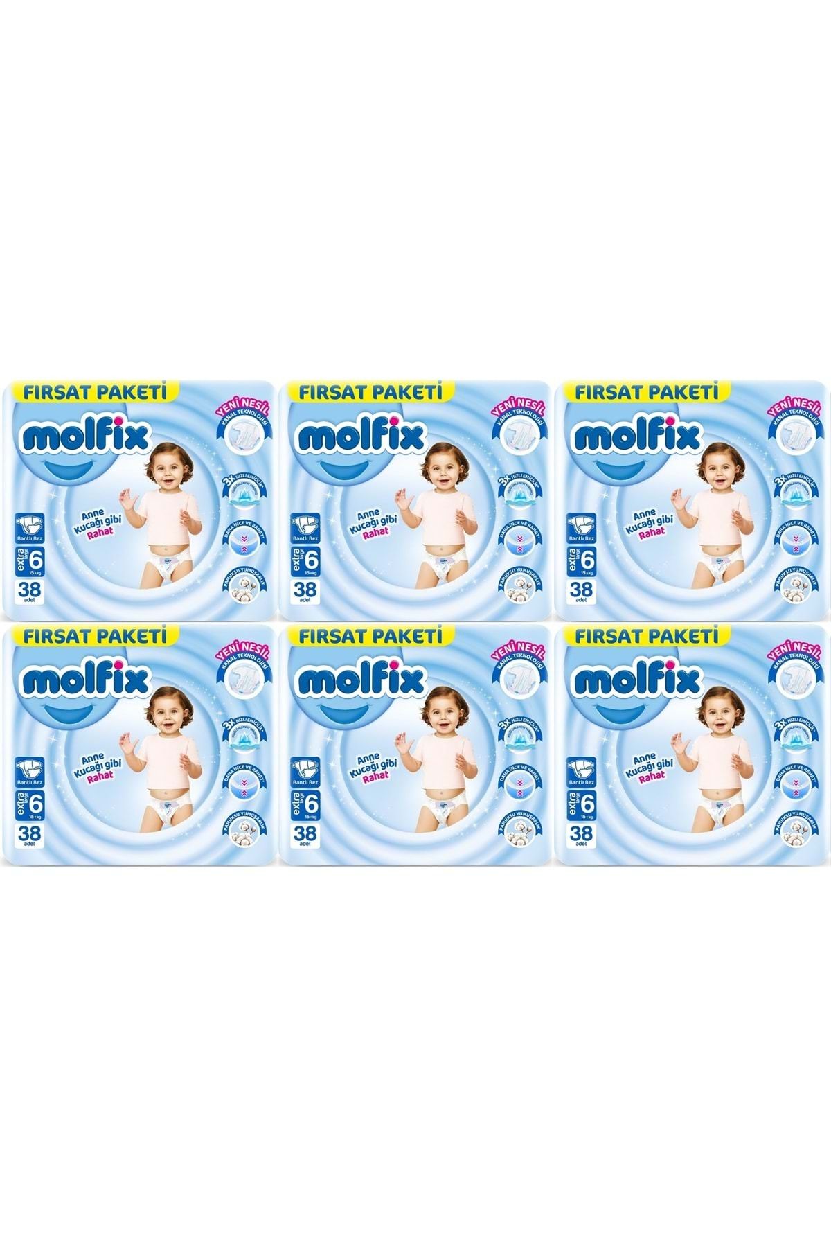 Molfix Bebek Bezi Beden:6 (15+KG) Extra Large 228 Adet Ekstra Fırsat Pk