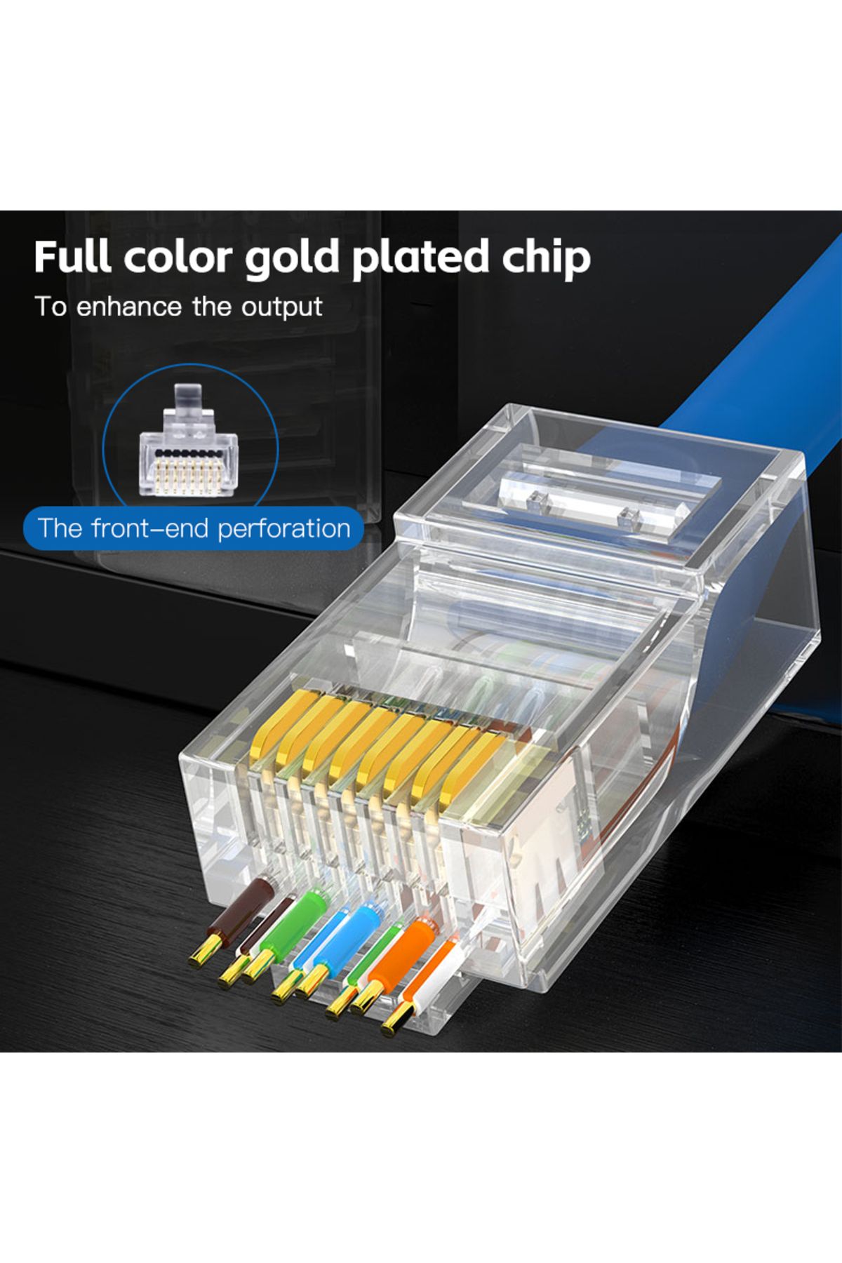 Choice-50pcs 50pcs Rj45 Cat6 Connector Gold Plated Pass Through Ethernet Cables Unmodule Plug Network Rj-45 1