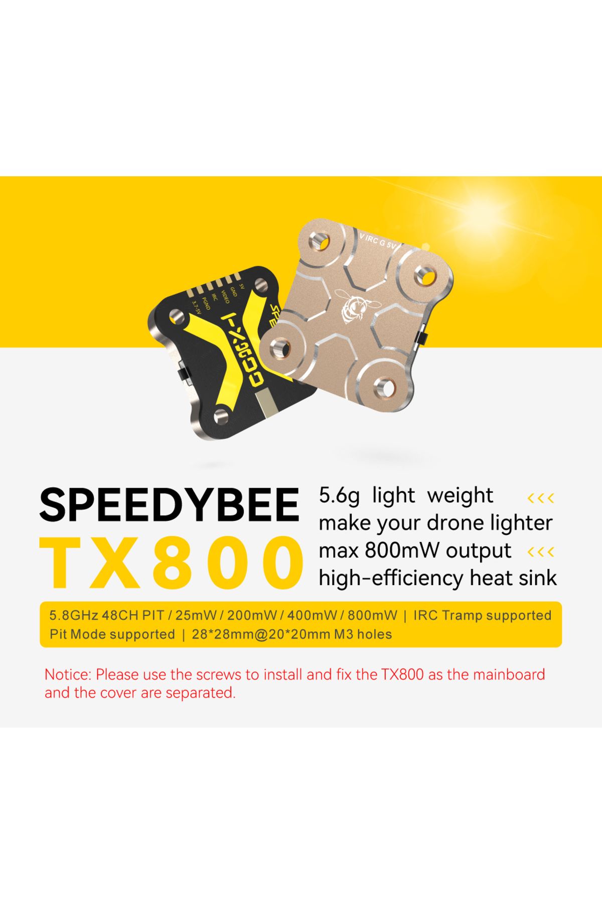 U-Angel-1988-SpeedyBee TX800 VTX 5.8G 48CH PitMode 25mW/200mW/400mW/800mW Output Long Range Transmitter Tramp ... 6