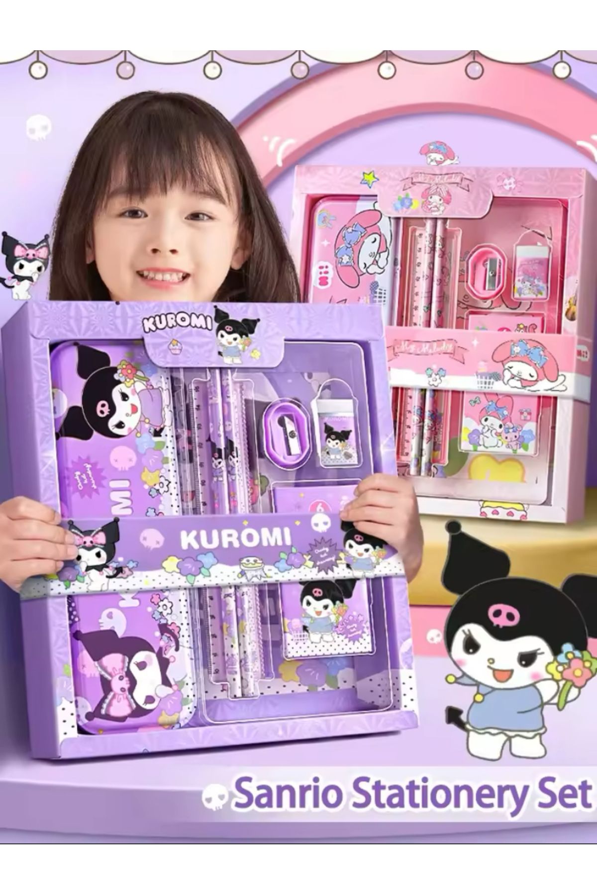 synshop Kuromi Cinnamoroll My Melodi Melody Sanrio Kawaii Kırtasiye Seti Doğum Günü Özel Gün Karne Hediye