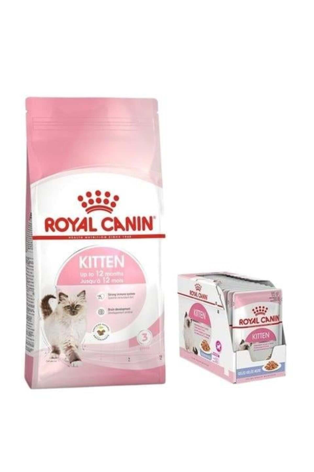 Royal Canin Kitten Yavru Kedi Maması 10 Kg, Royal Canin Kitten Gravy Yaş Mama x 12 Adet