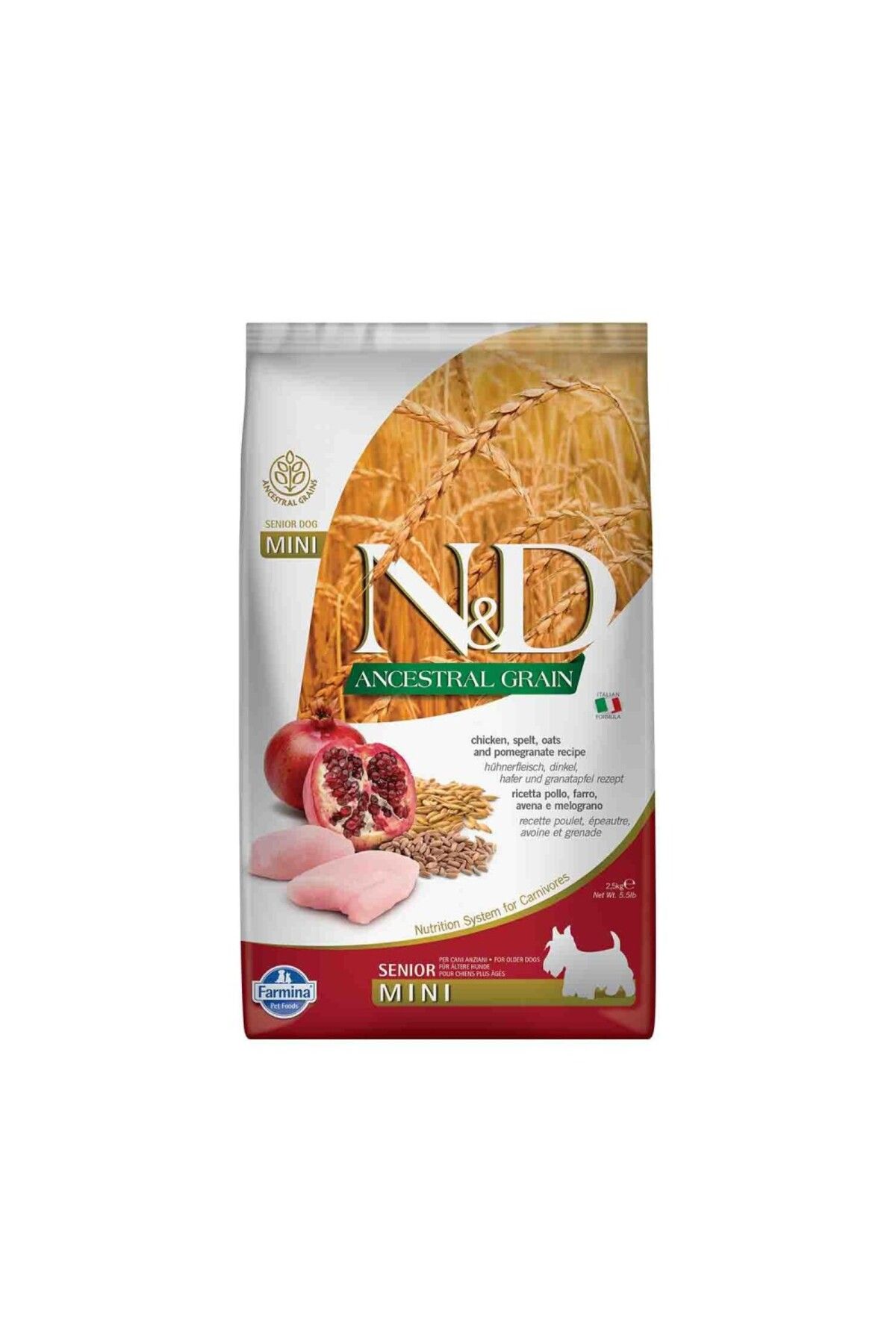 N&D Düşük Tahıllı Tavuklu Narlı Yaşlı Mini Köpek Maması 2.5 Kg