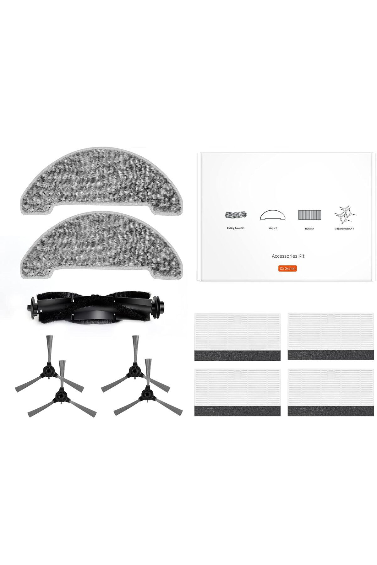 STOREMAX sellbuystore D5s Pro Aksesuar Kiti, 11 Parça (4 Yan fırça + 4 HEPA filtre + 2 Mikrofiber paspas b