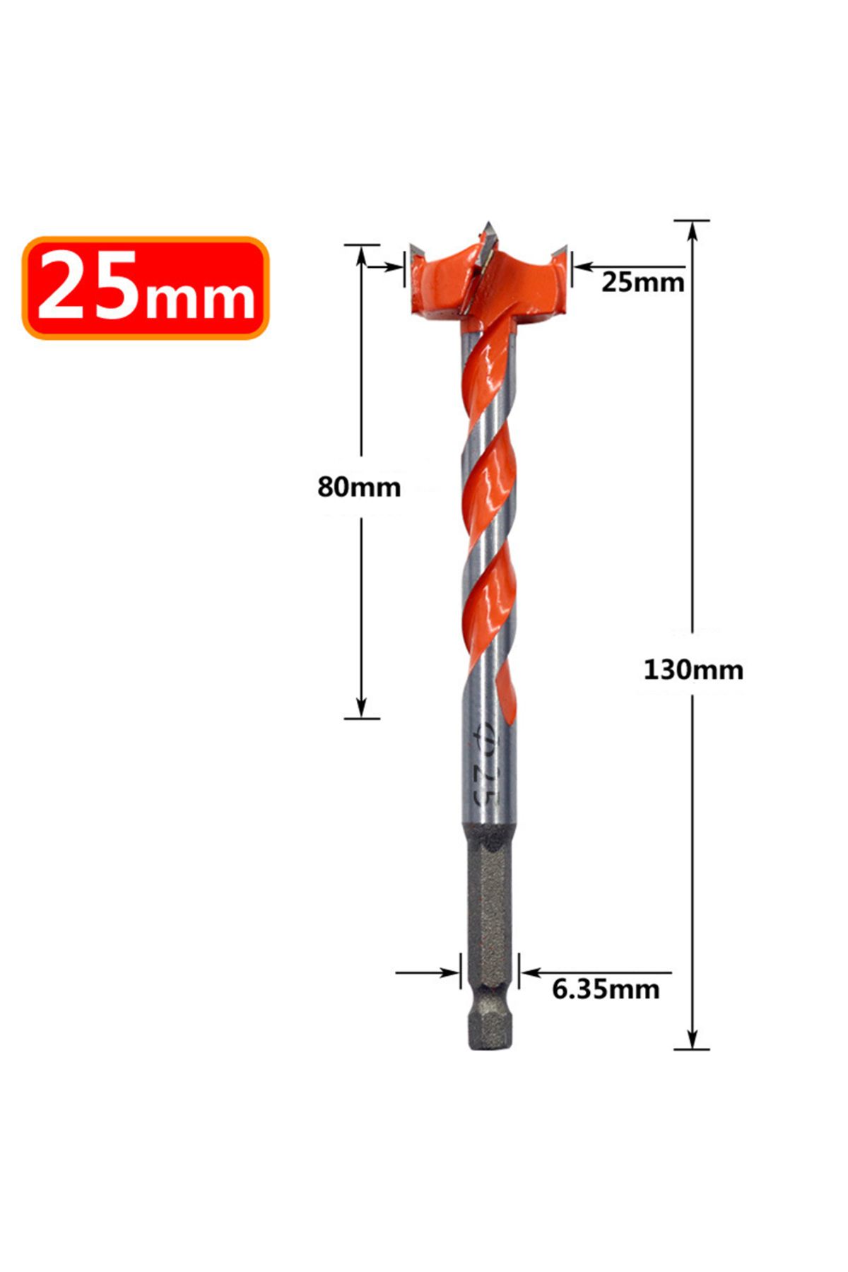Choice-25mm 130mm 1pc Extended Woodworking Hole Opener Alloy Thread Drill Bit With Hexagonal Handle Door Lo 4