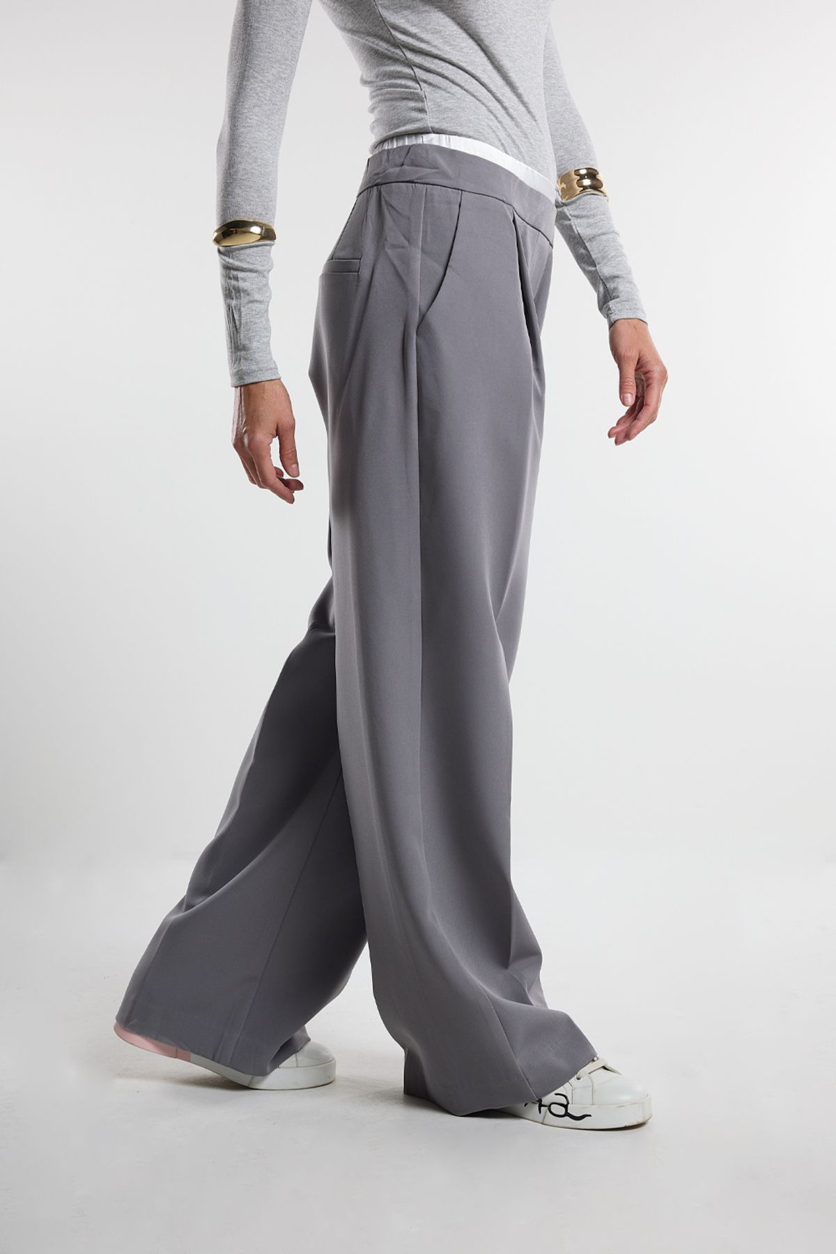 Christinas Storm Gray Boxer Palazzo Pants