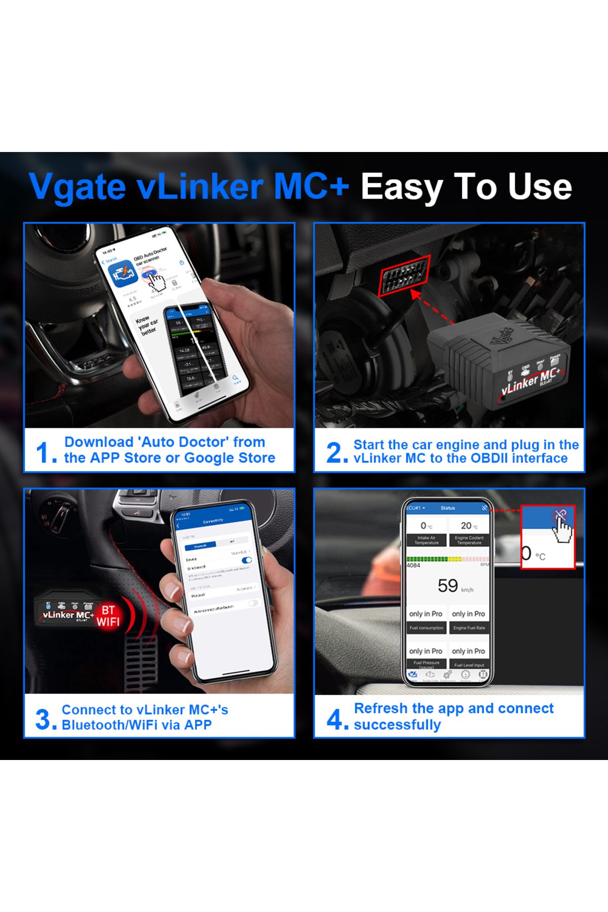 Vgate-جهاز فحص اعطال السيارات vLinker MC ELM327 V2.2 بلوتوث 3.0 4.0 OBD2 OBD 2 BimmerCode FORScan Auto Car Diag... 6