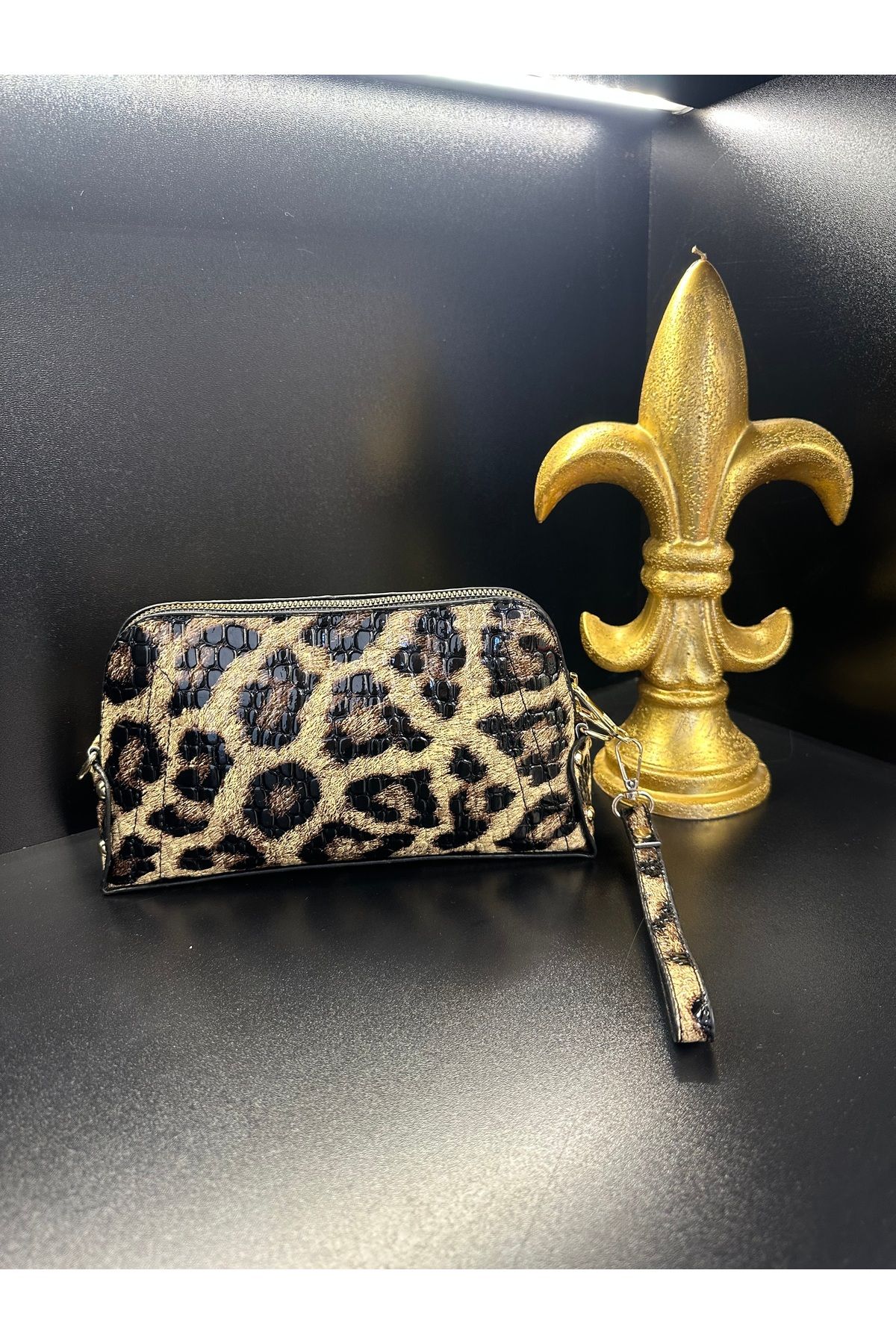 mor butik MOR BUTİK KADIN LEOPAR CLUTCH (ASKILI)ÇANTA