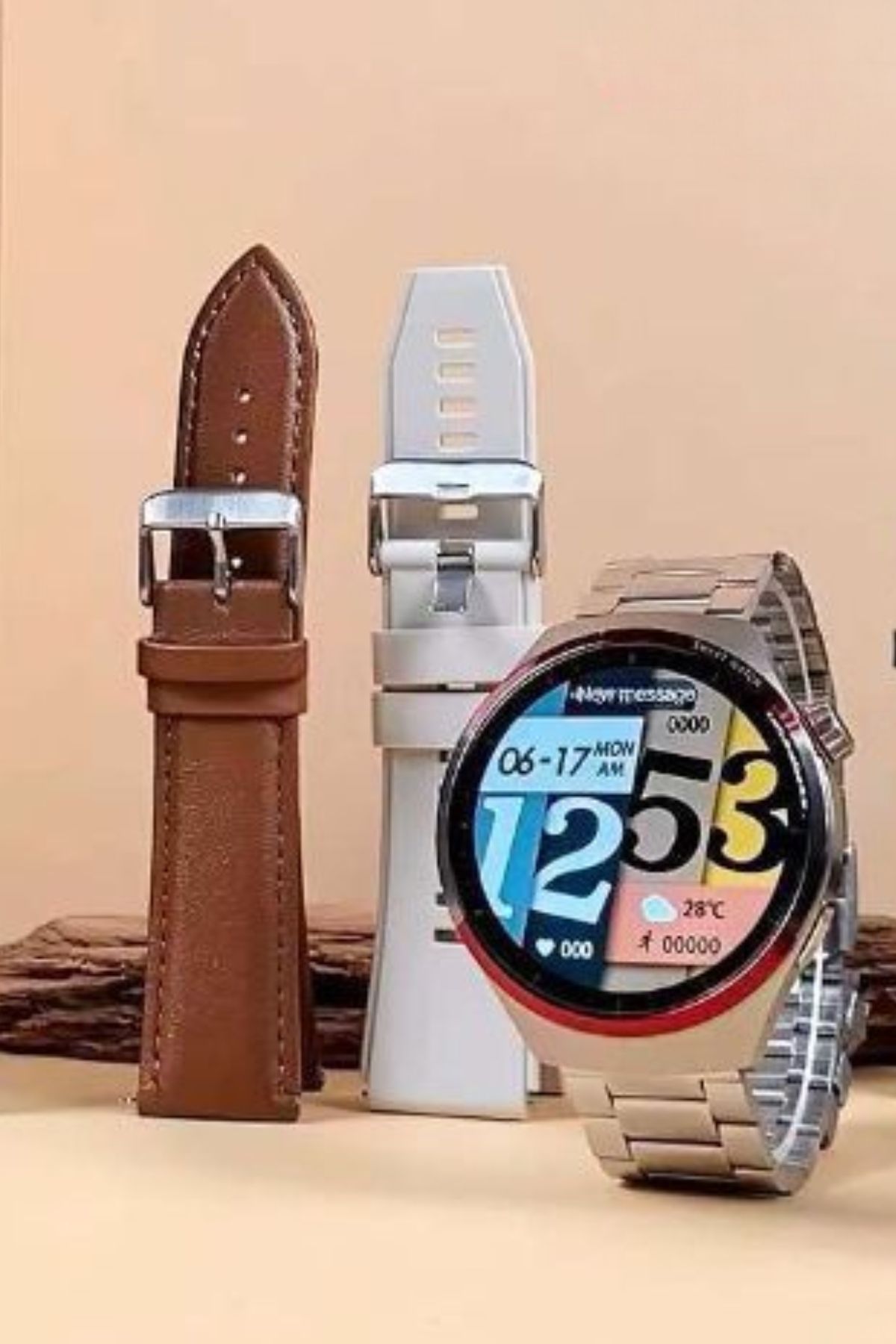 Sompon SK39 Pro Akıllı Saat - 3 Kordonlu AMOLED Ekran, Watch 4 Space Edition Serisi