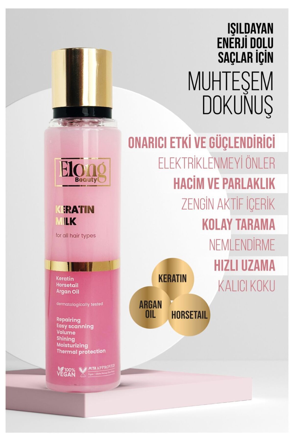 ELONG BEAUTY Keratin Milk (SÜTÜ) Dökülme Karşıtı Kolay Tarama Besleyici Onarıcı Saç Bakım Spreyi 250ml