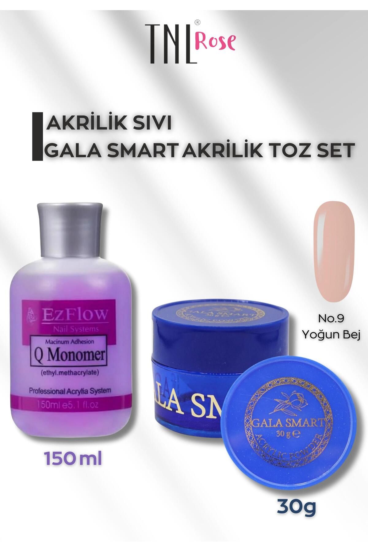 gala smart TNL ROSE Akrilik Set 150 Ml Akrilik Sıvı Ve 30g Gala Akrilik Toz Set Kolay Protez Tırnak Yapım Seti