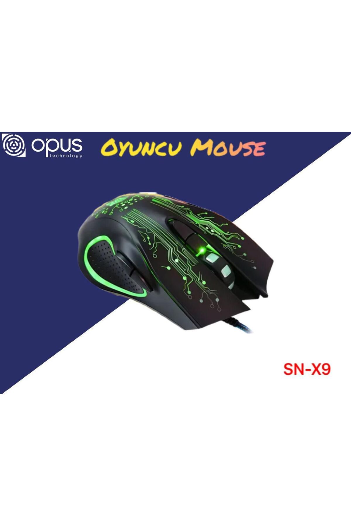 OPUS SN-X9  Rgb Işıklı Kablolu Usb Gaming Mouse