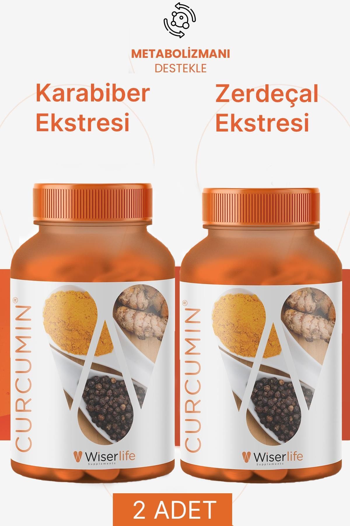 Wiserlife Curcumin Kurkumin ve Karabiber Ekstresi İçeren Takviye Edici Gıda 30 Kapsül 2 ADET