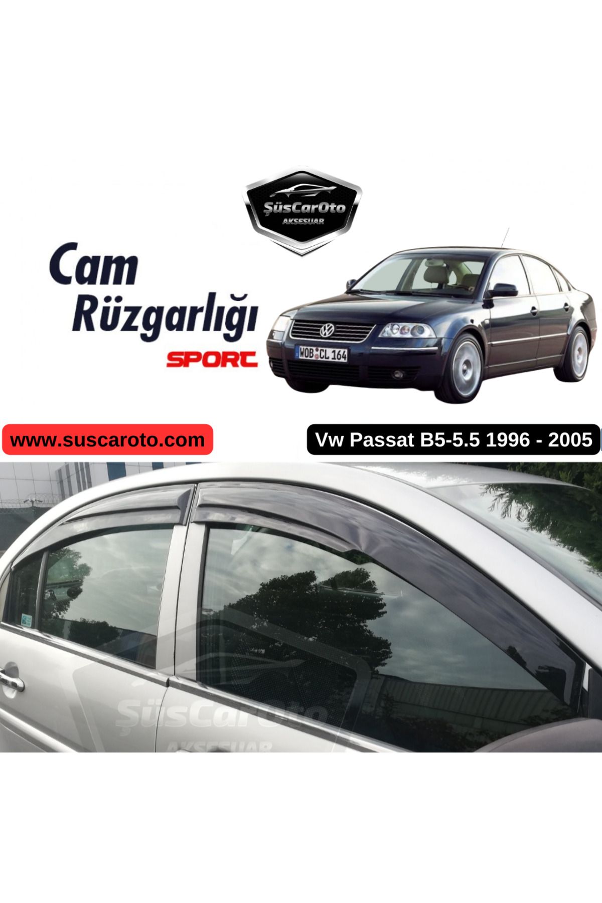 caralp Vw Passat B5 - B5.5 1996-2005 Uyumlu Mugen Cam Rüzgarlığı Seti Piano Black 4'lü İthal